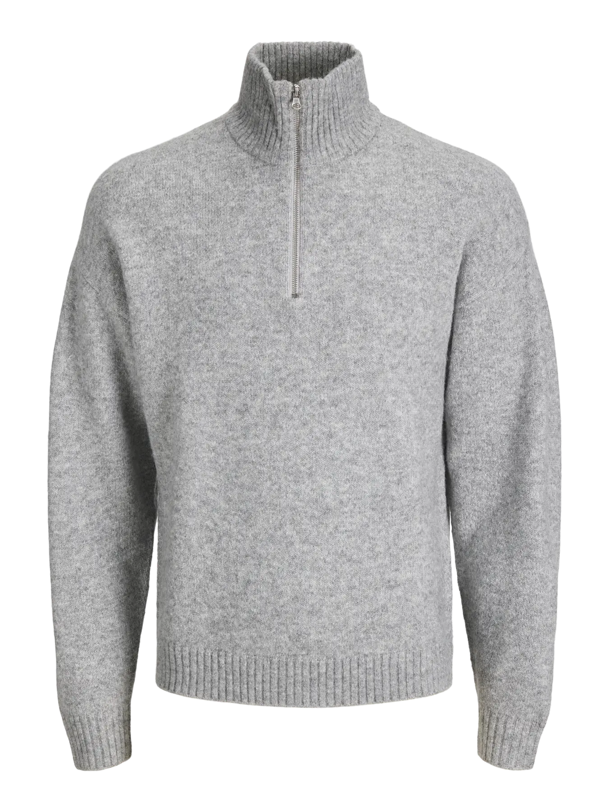 JJ SOHO OLLIE KNIT HALF ZIP SWEATER - LIGHT GREY