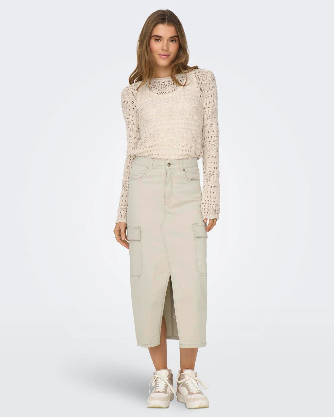 ONLY LOLA CARGO SKIRT - TAUPE GREY