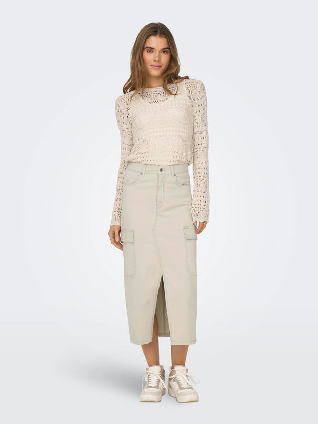 ONLY LOLA CARGO SKIRT - TAUPE GREY