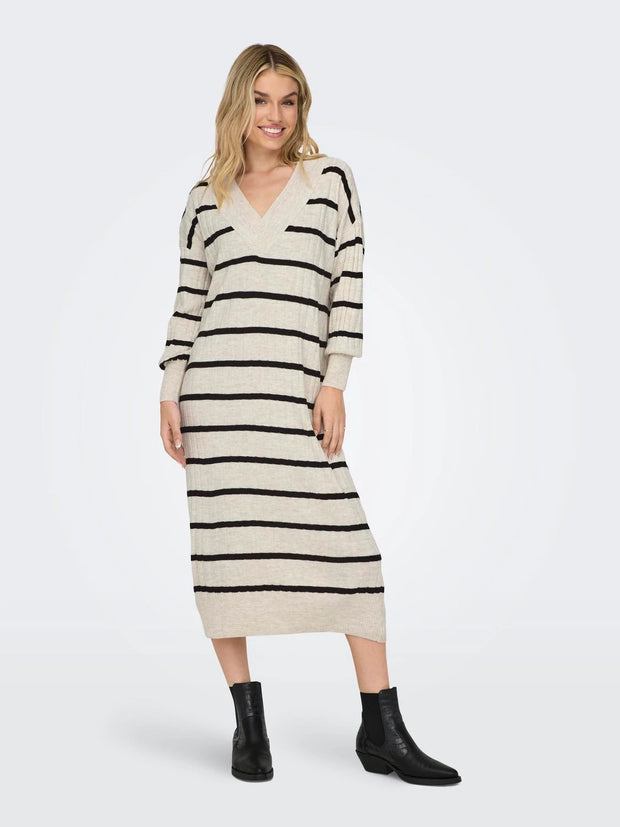 ONLY TESSA DRESS - PUMICE STONE + BLACK