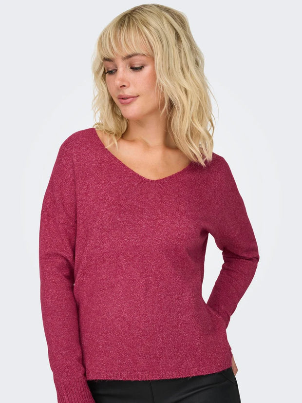 RICA BASIC V NECK PULLOVER - GRANITA - LAST SIZE L