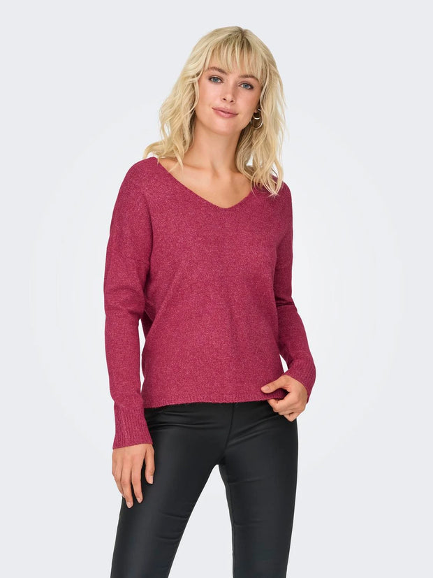 RICA BASIC V NECK PULLOVER - GRANITA - LAST SIZE L