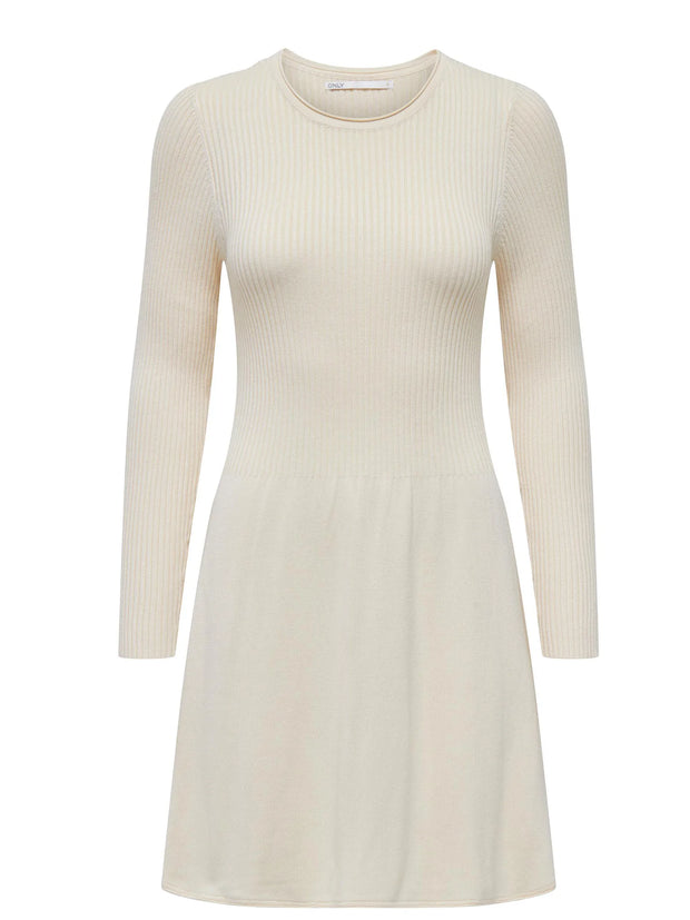 ALMA O NECK KNIT DRESS - WHITECAP GREY