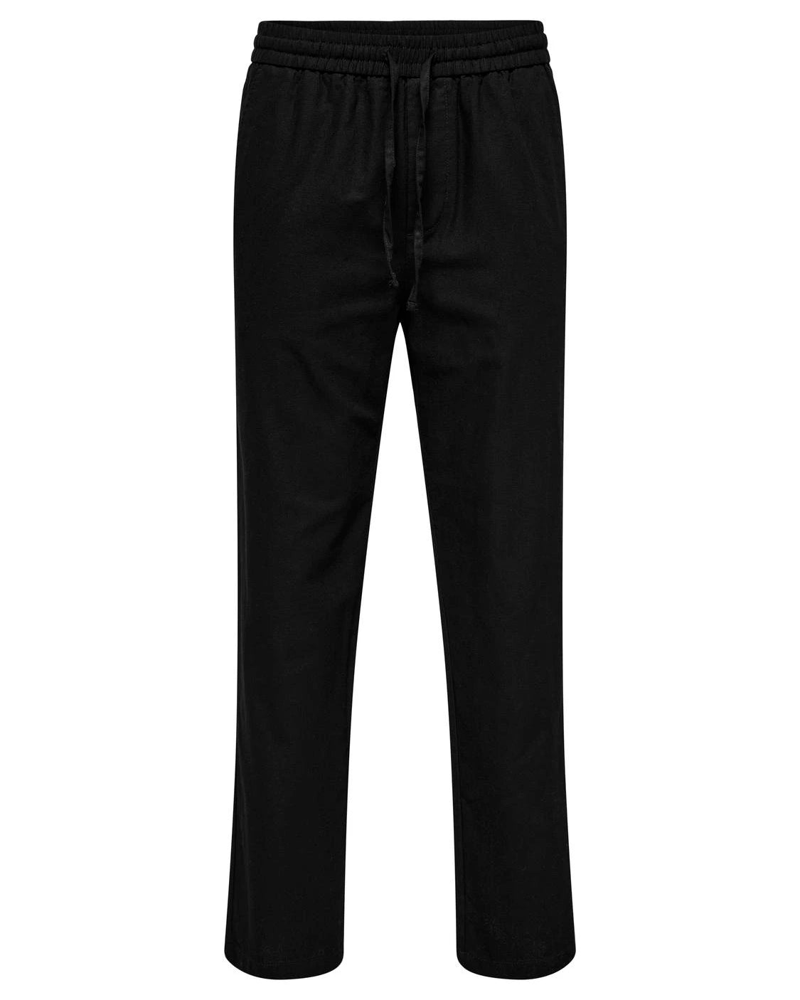 SINUS LOOSE LINEN PANTS - BLACK