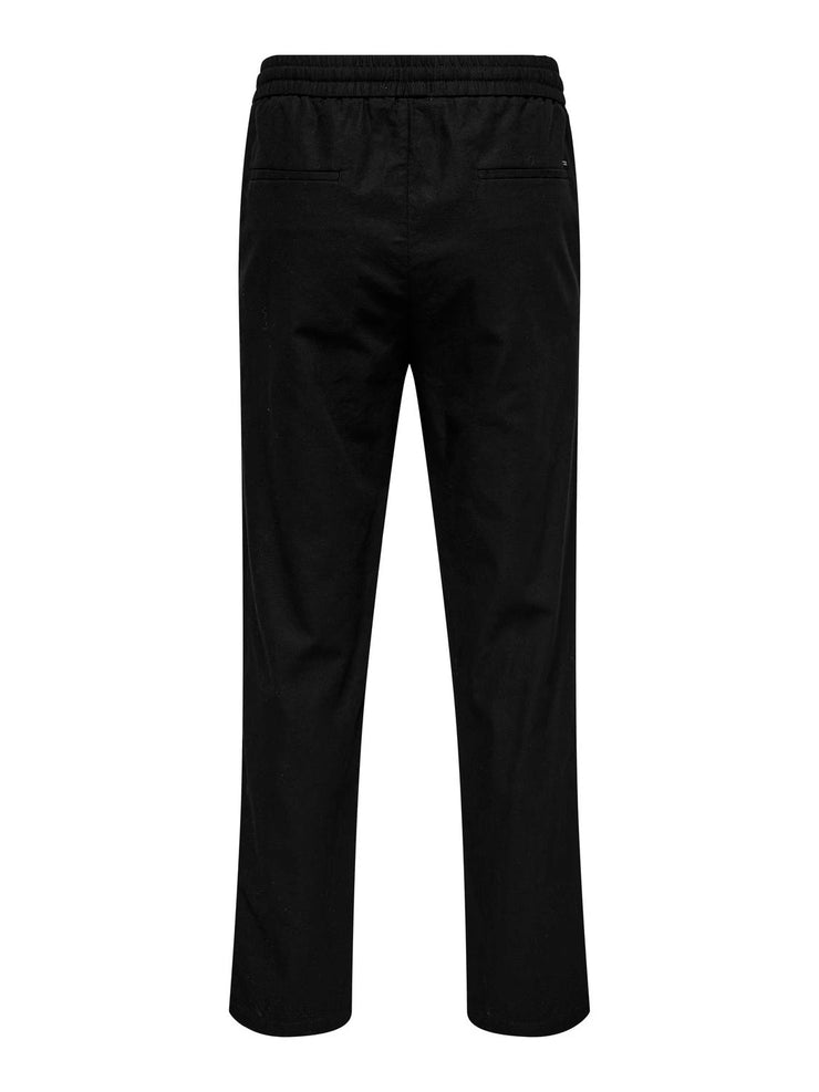 SINUS LOOSE LINEN PANTS - BLACK