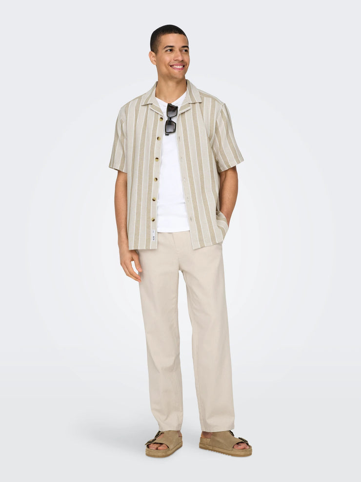 SINUS LOOSE LINEN PANTS - SILVER LINING