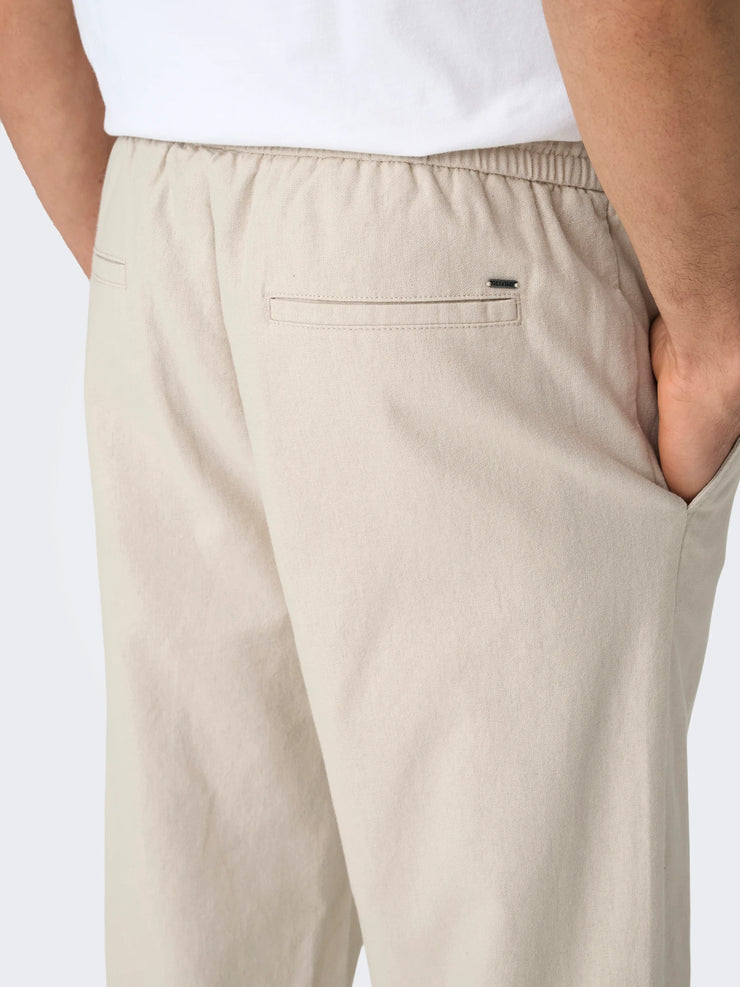 SINUS LOOSE LINEN PANTS - SILVER LINING