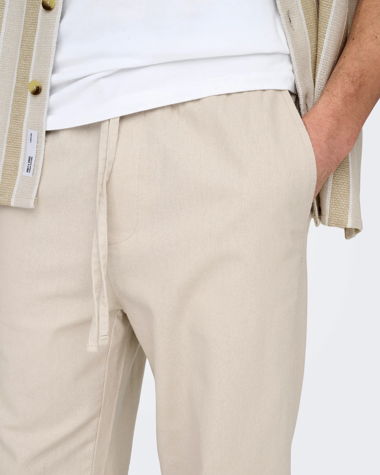 SINUS LOOSE LINEN PANTS - SILVER LINING