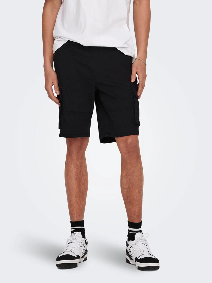 CAM CARGO SHORTS - BLACK