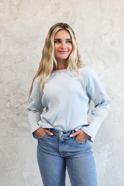 THE RIBBED OVERSIZED SWEATER - BABY BLUE