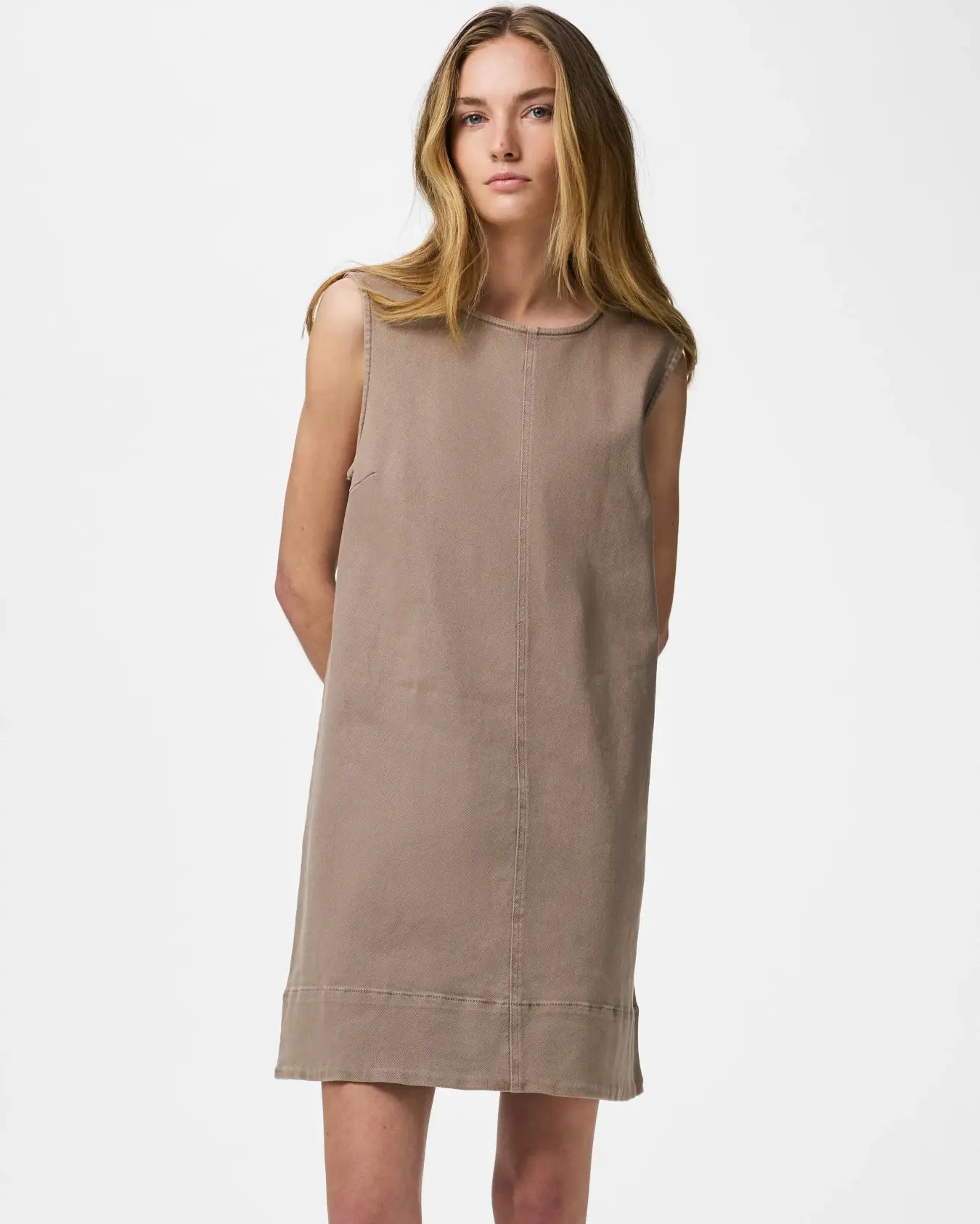 PIECES ALUME DENIM DRESS - TAUPE GREY