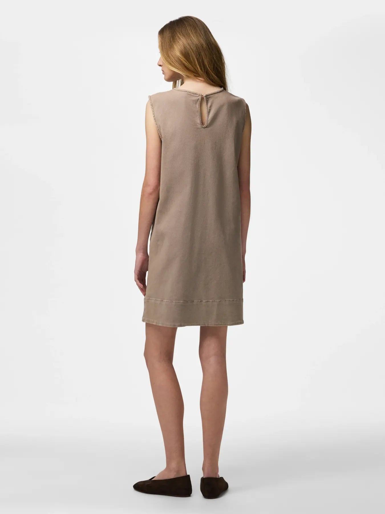 PIECES ALUME DENIM DRESS - TAUPE GREY