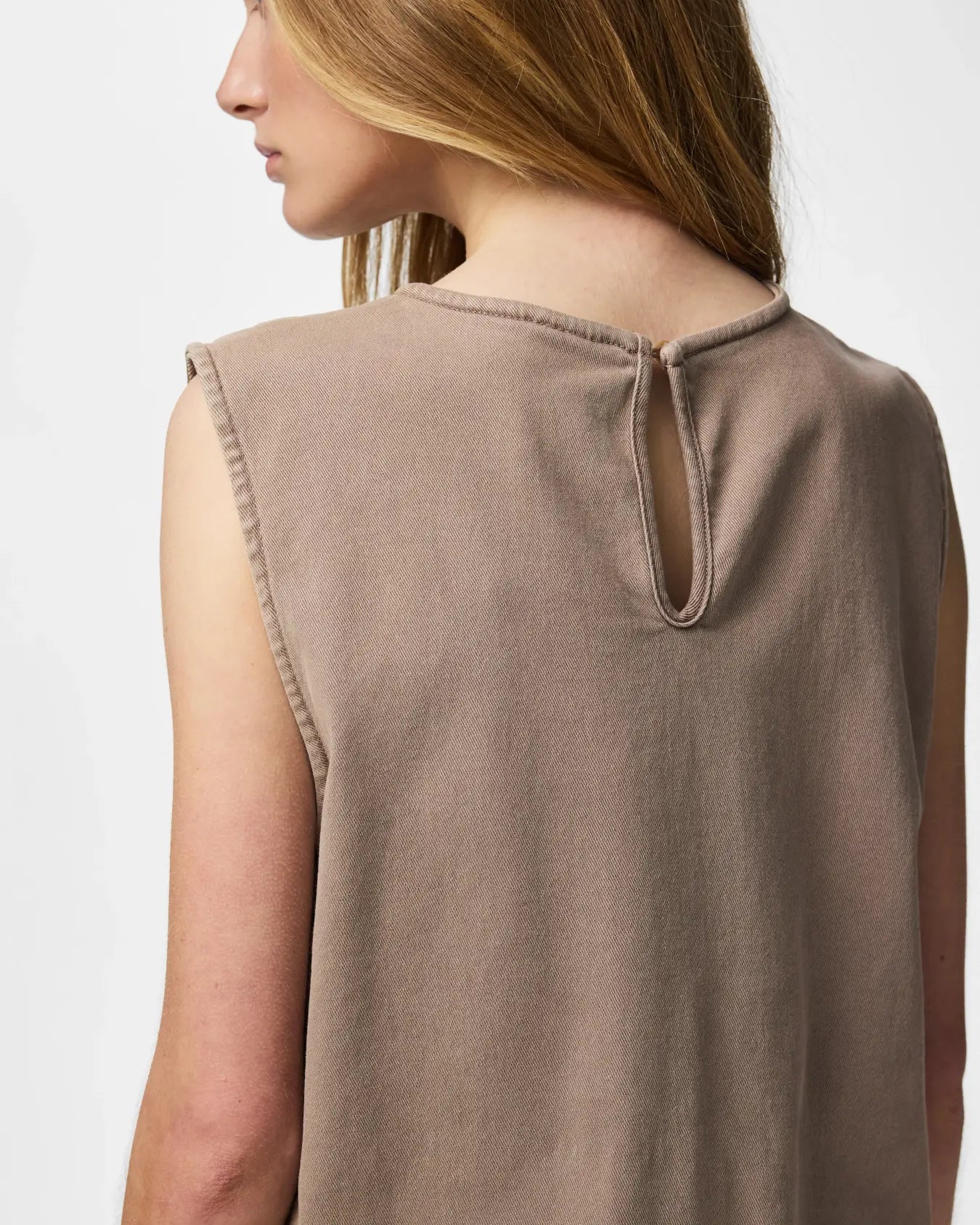PIECES ALUME DENIM DRESS - TAUPE GREY