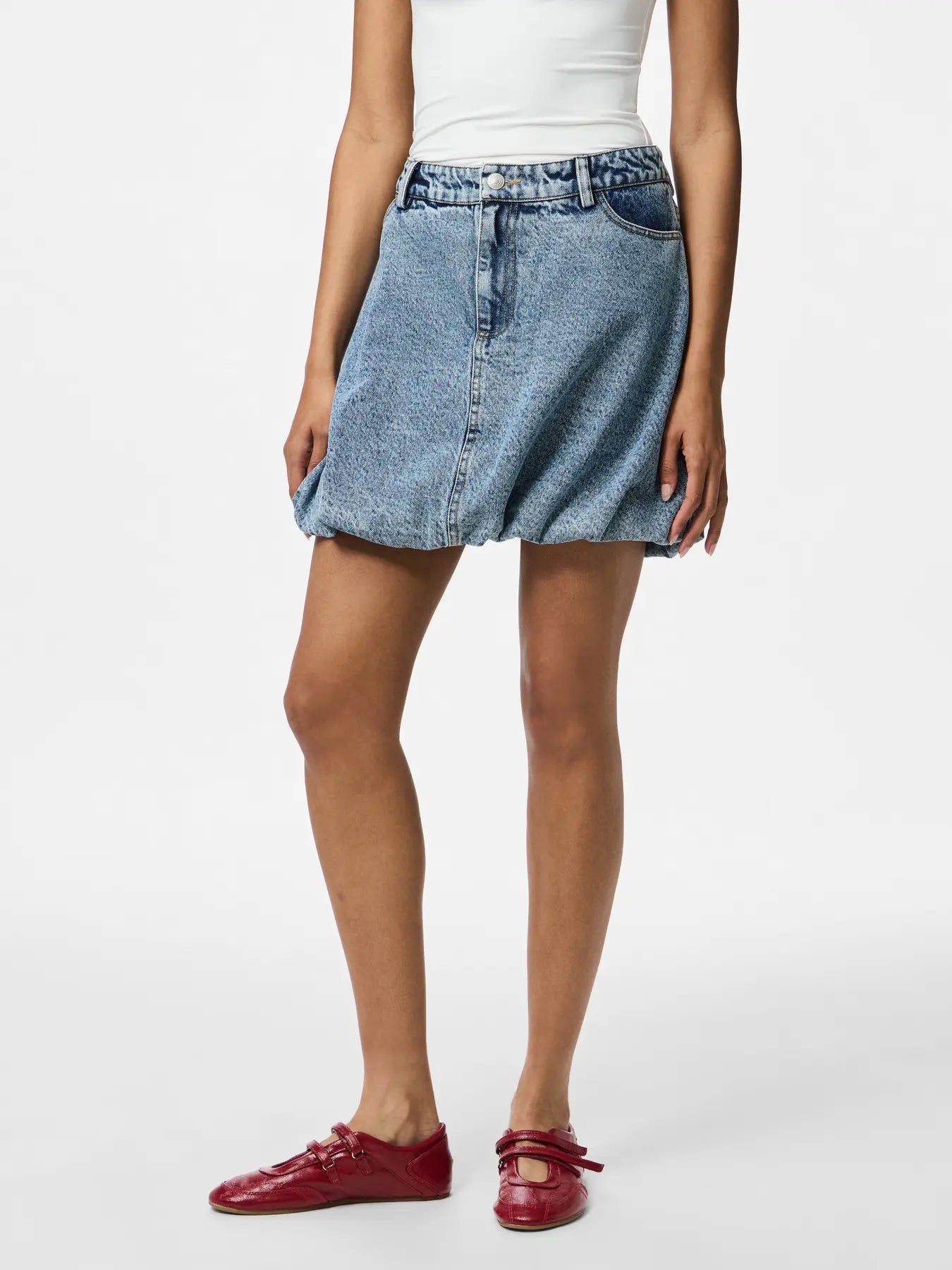 PIECES ALLY BALLOON SKIRT - LIGHT BLUE DENIM