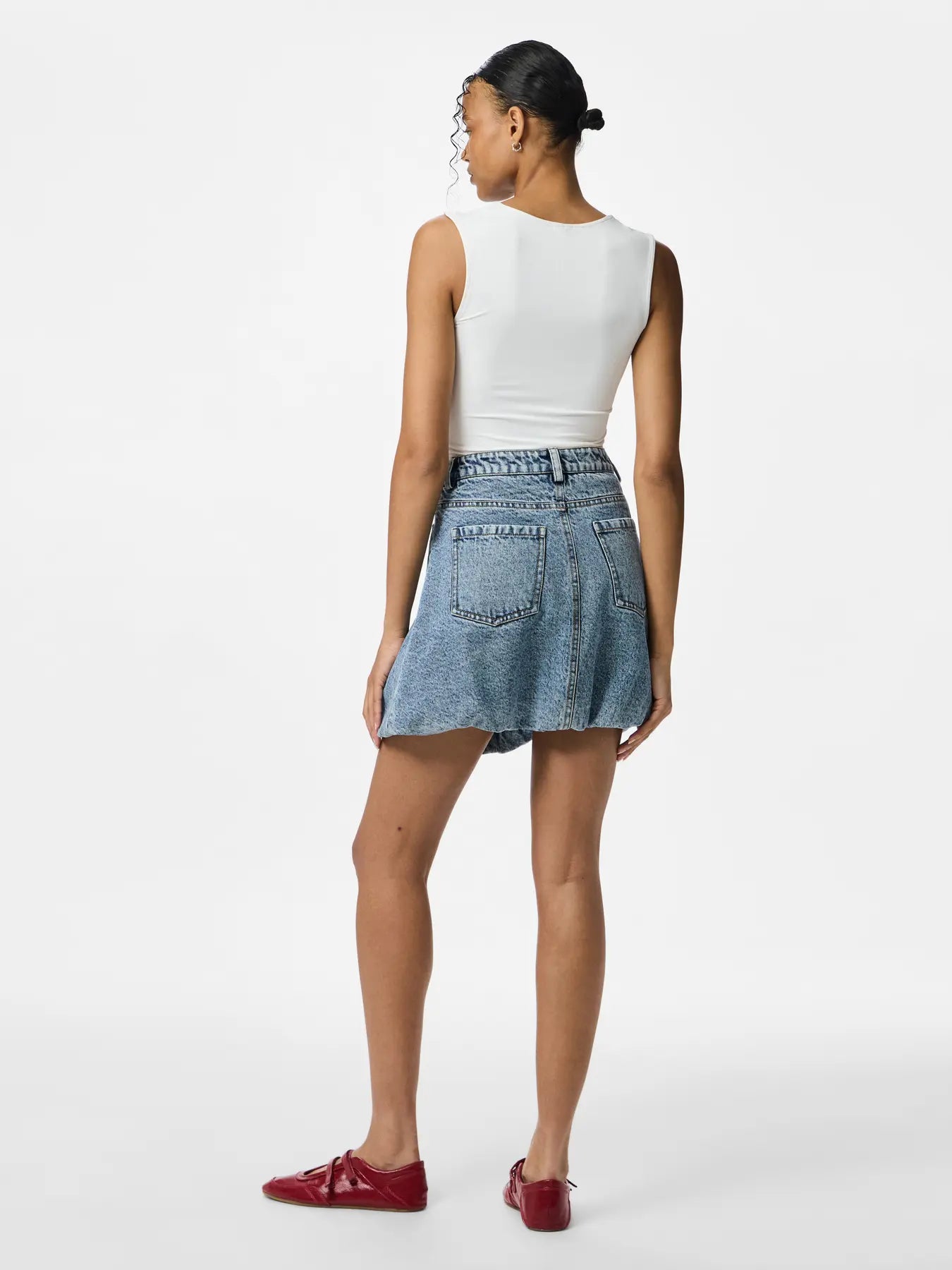 PIECES ALLY BALLOON SKIRT - LIGHT BLUE DENIM