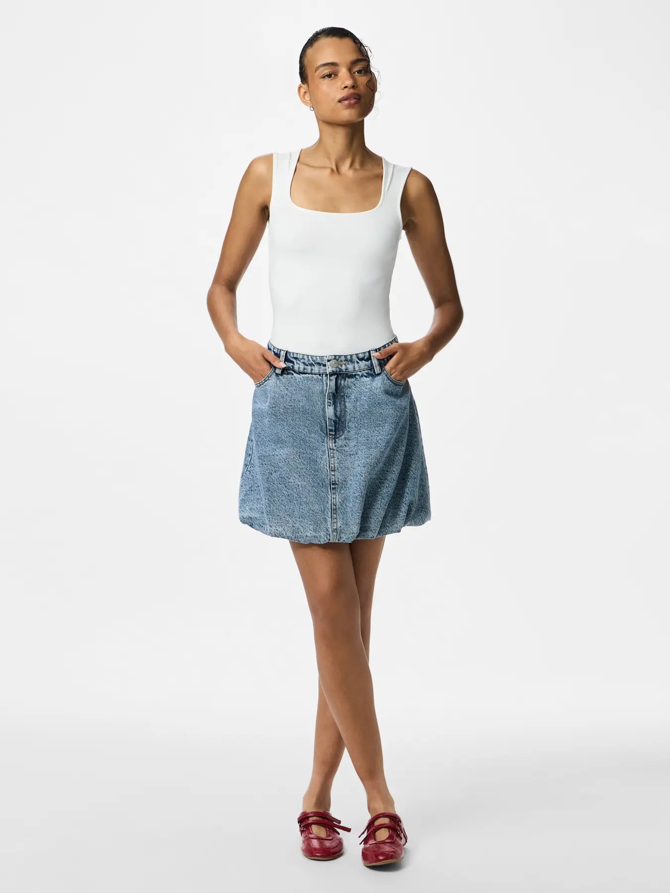 PIECES ALLY BALLOON SKIRT - LIGHT BLUE DENIM