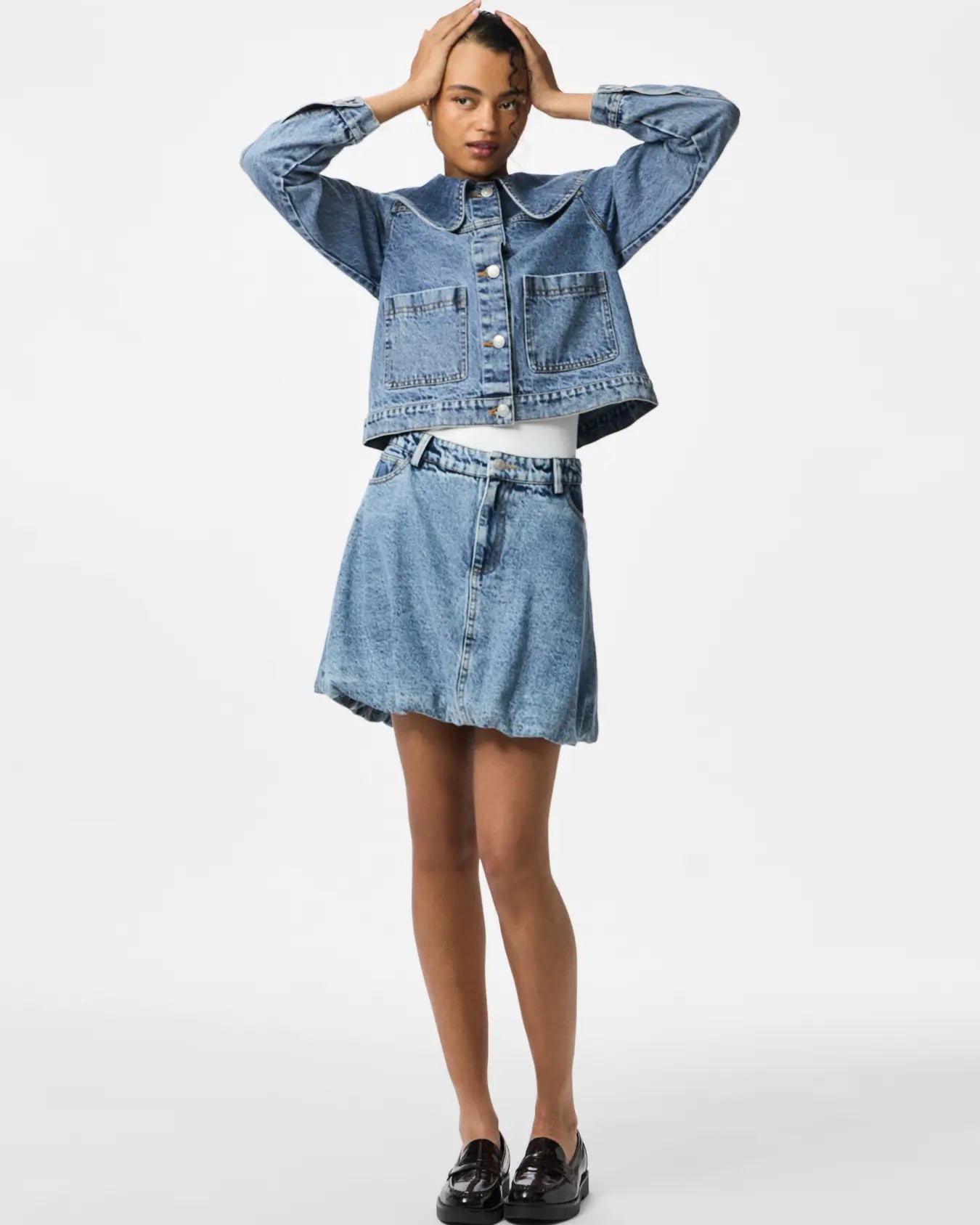 PIECES ALLY BALLOON SKIRT - LIGHT BLUE DENIM