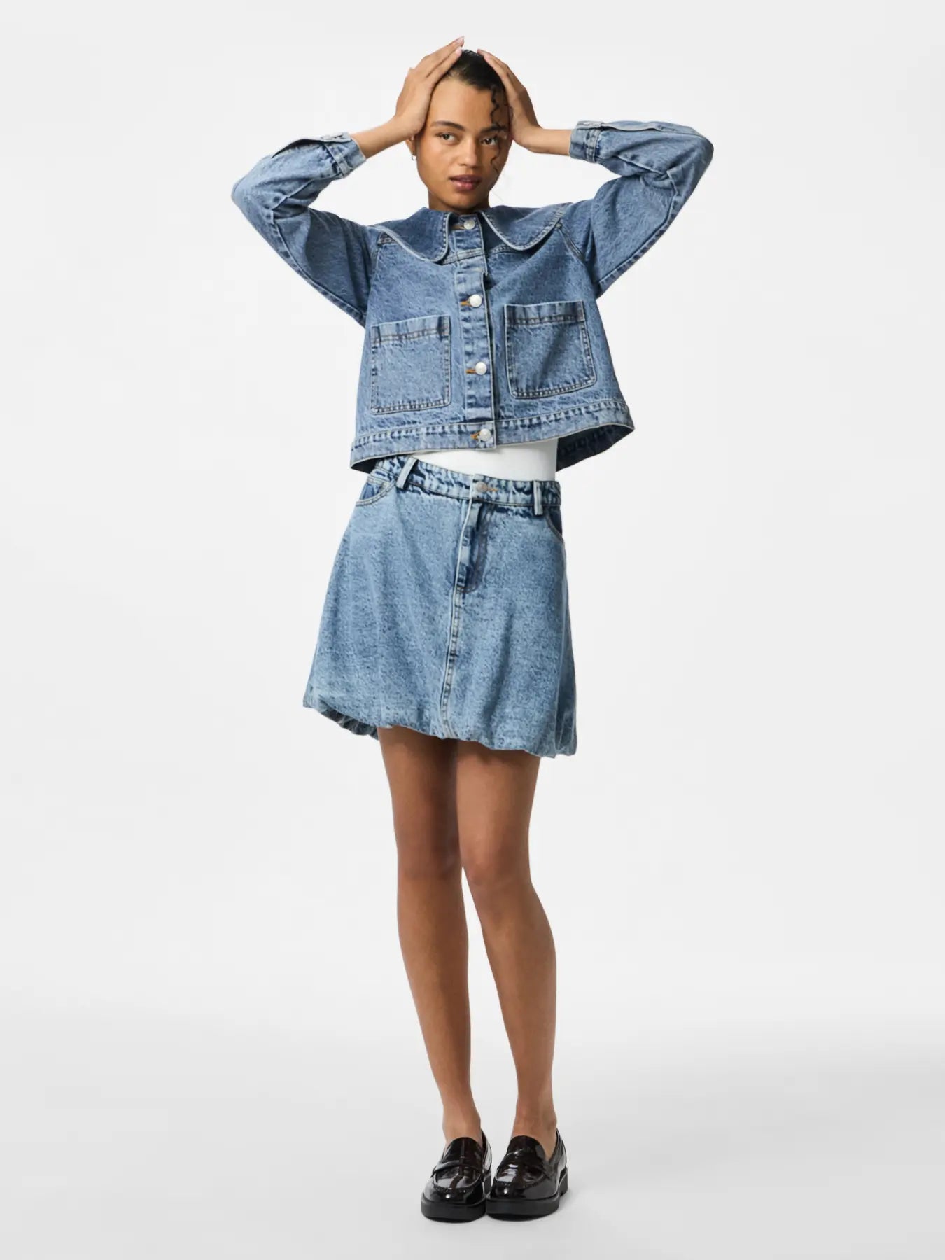 PIECES ALLY BALLOON SKIRT - LIGHT BLUE DENIM