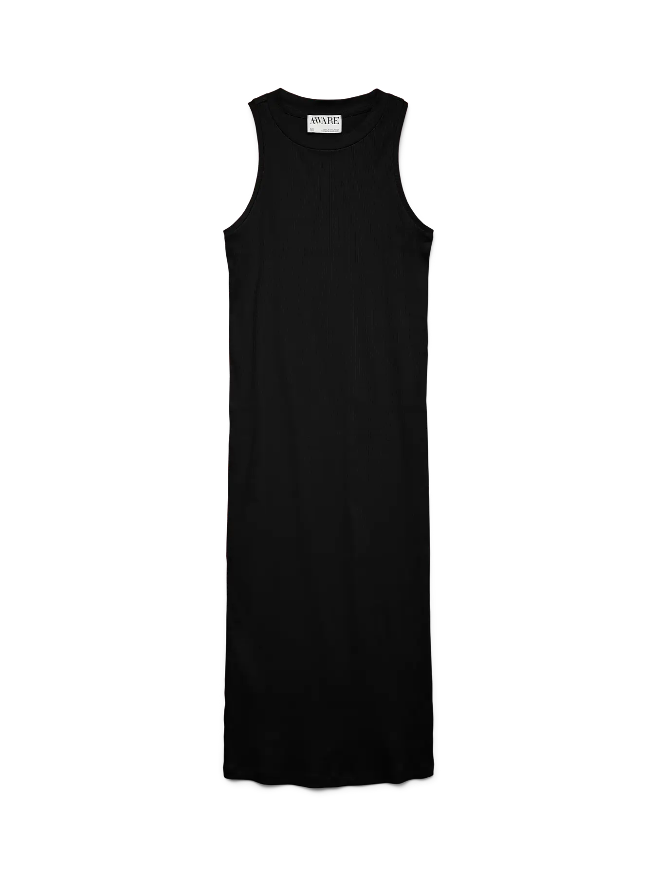 VM LAVENDER RIBBED MIDI DRESS - BLACK