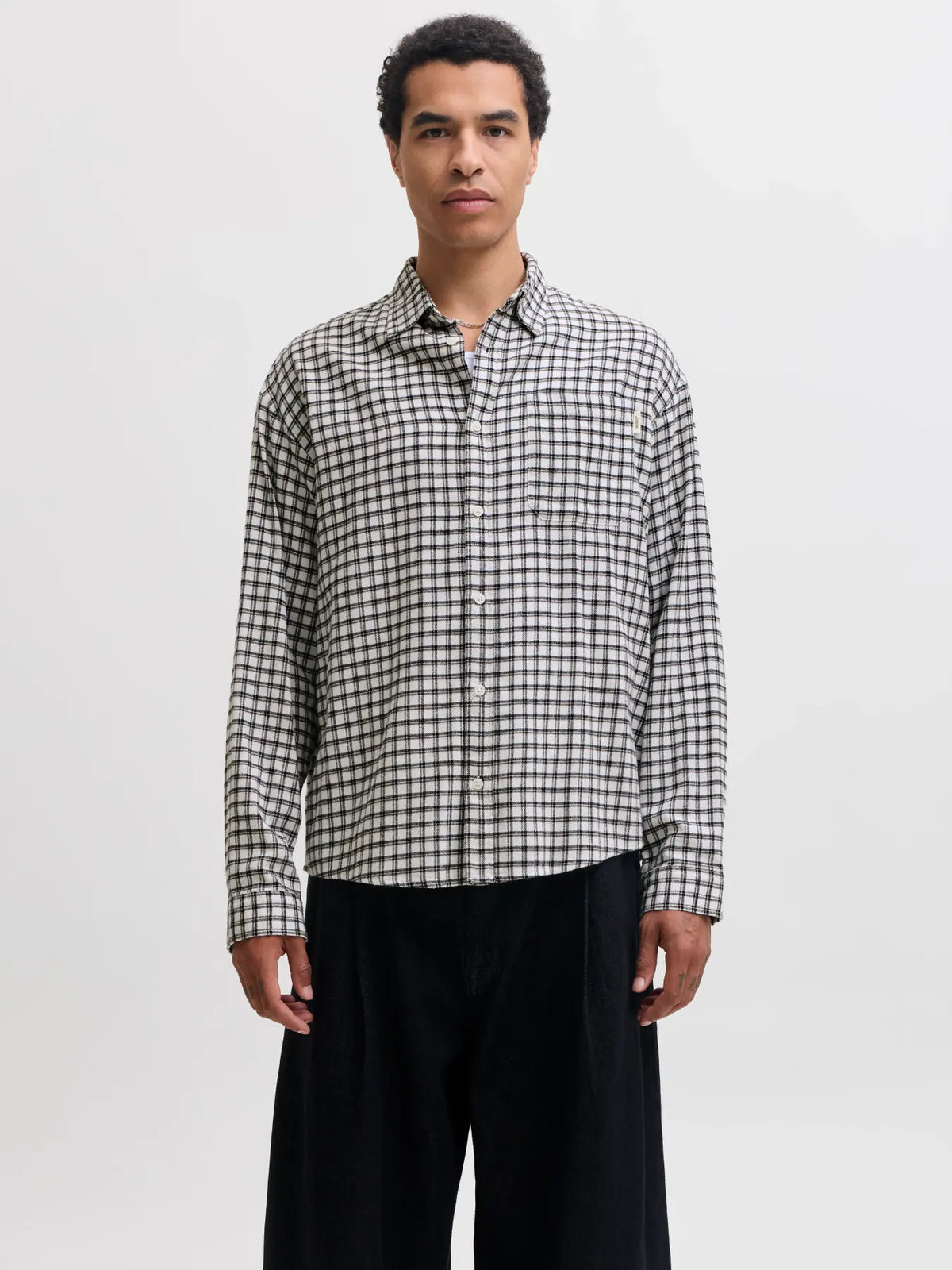 JJ REDERIKSBERG FLANNEL BUTTON DOWN LS SHIRT - ANTIQUE WHITE