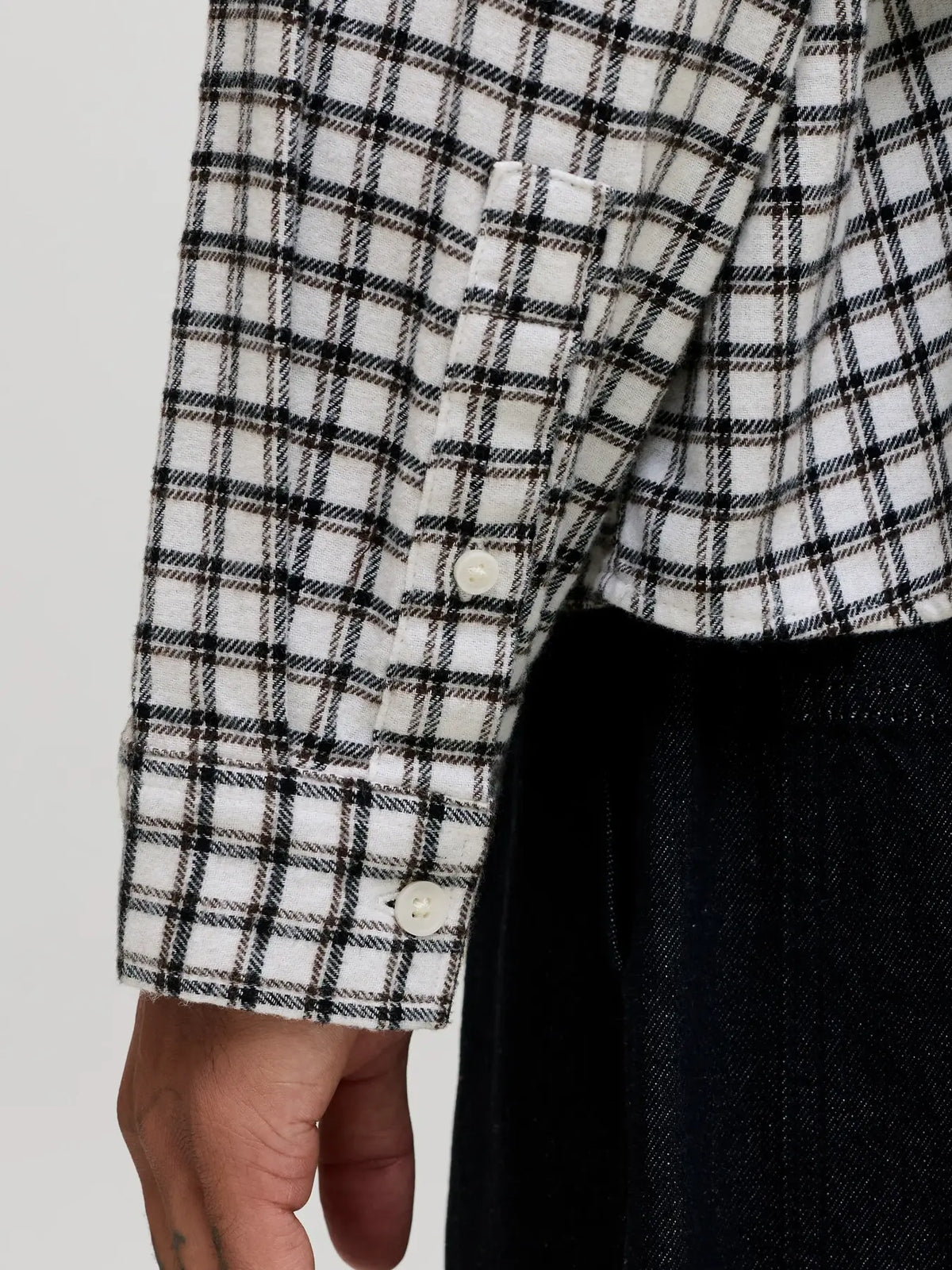 JJ REDERIKSBERG FLANNEL BUTTON DOWN LS SHIRT - ANTIQUE WHITE