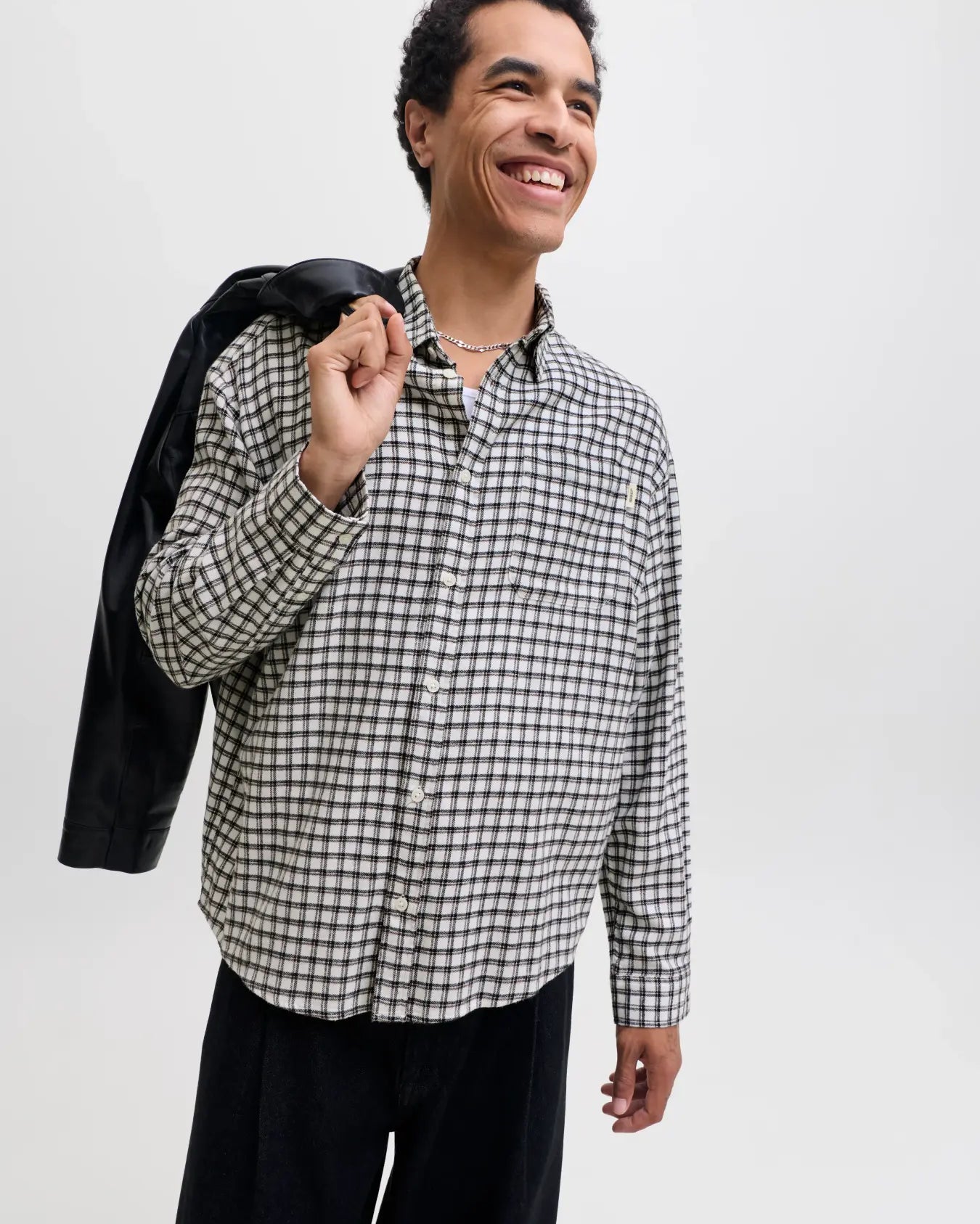 JJ REDERIKSBERG FLANNEL BUTTON DOWN LS SHIRT - ANTIQUE WHITE