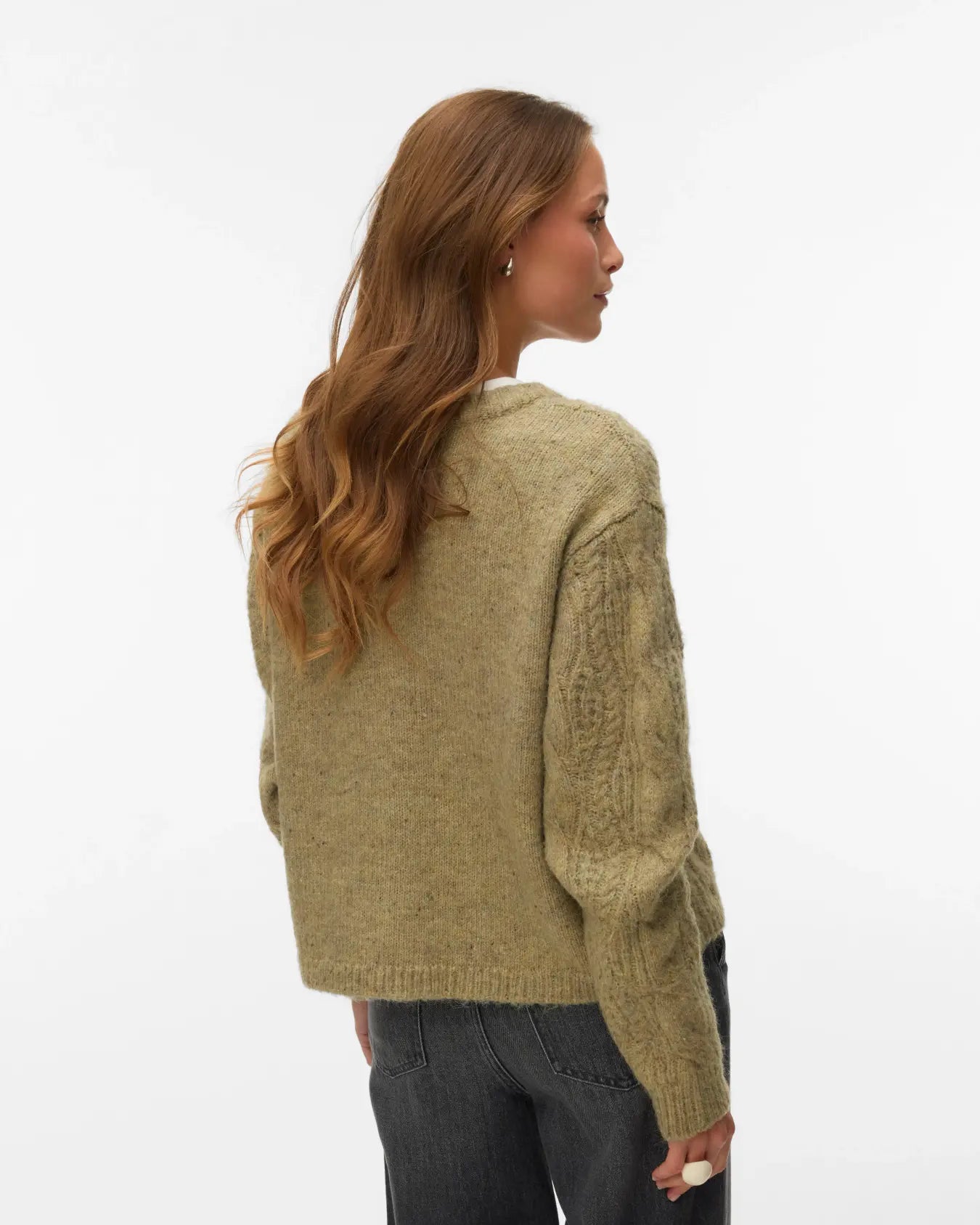 VM INGRID CABLE KNIT CARDIGAN - OIL GREEN