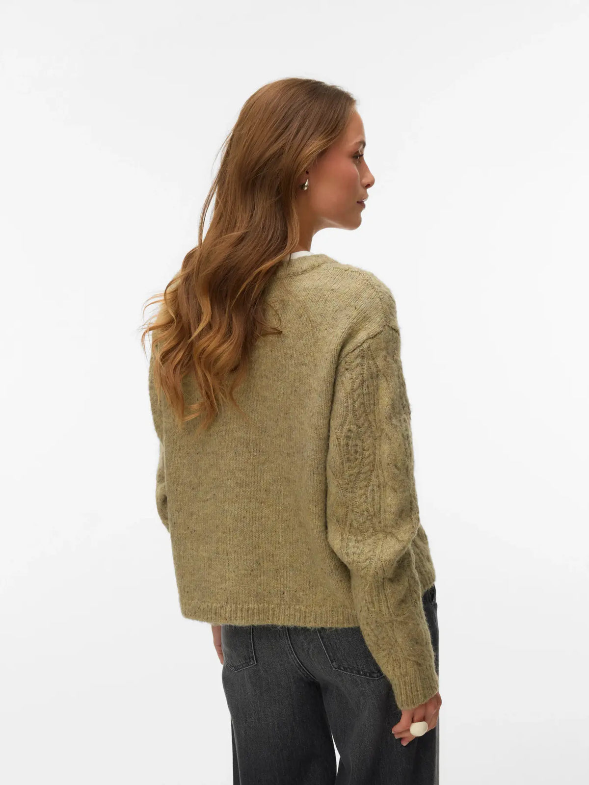 VM INGRID CABLE KNIT CARDIGAN - OIL GREEN