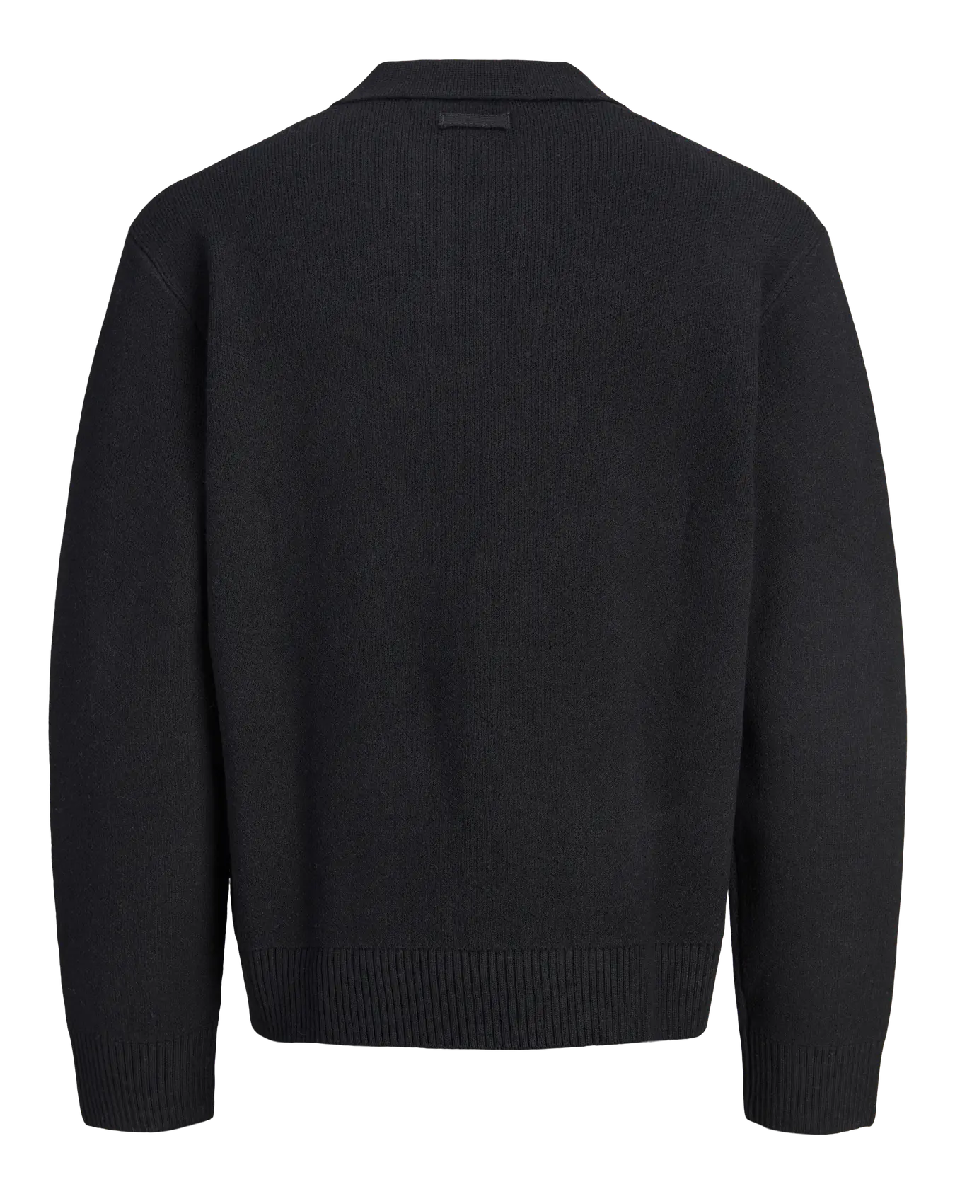 JJ LEGACY KNIT SPLIT NECK POLO PULLOVER - BLACK