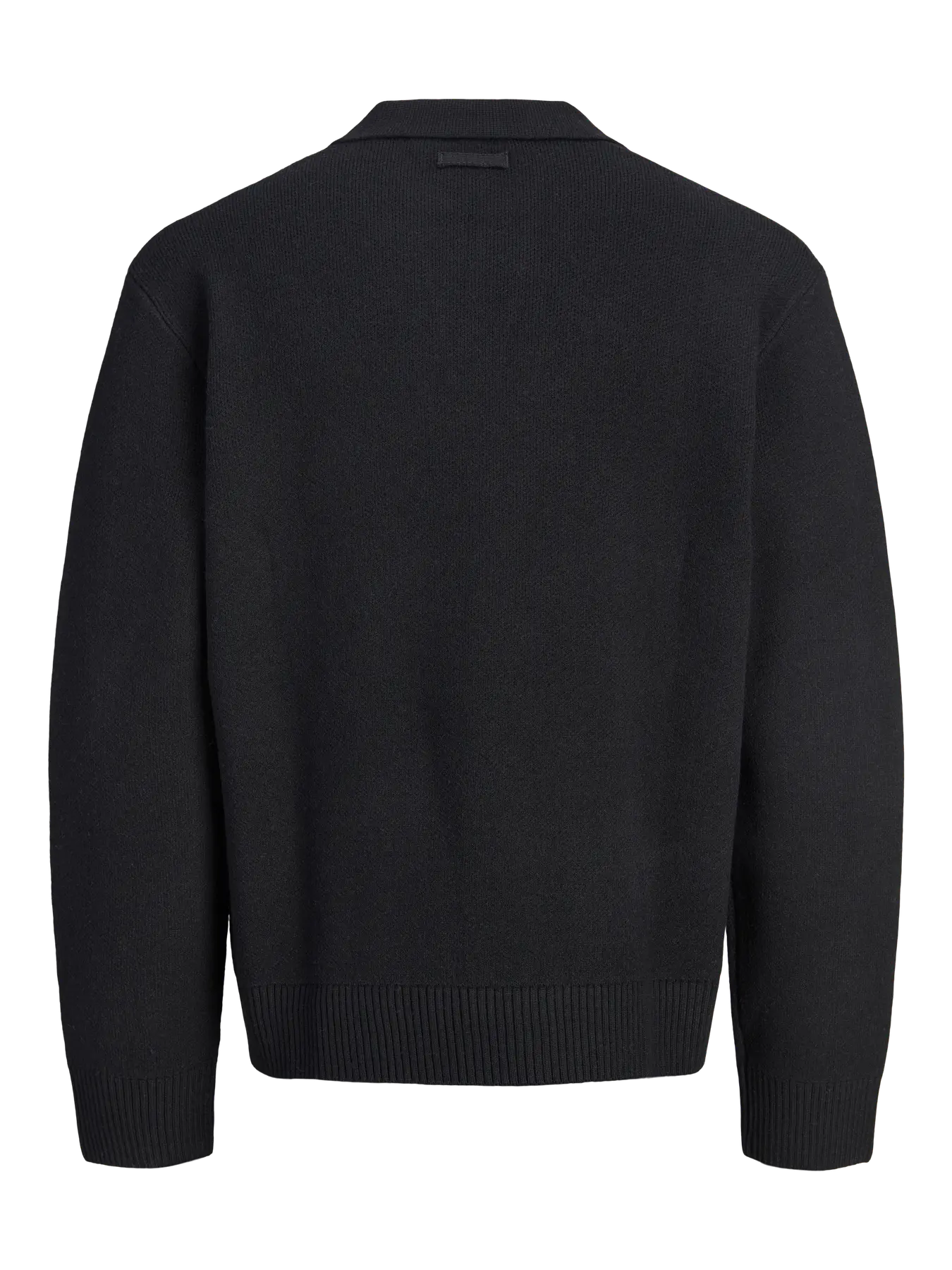 JJ LEGACY KNIT SPLIT NECK POLO PULLOVER - BLACK