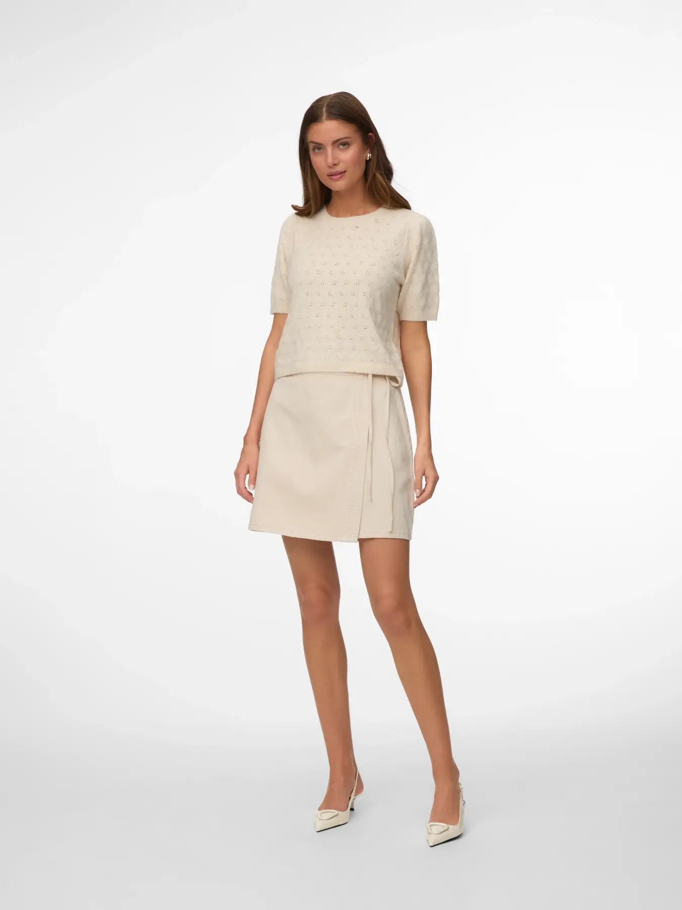 VM LIZA DENIM WRAP SKIRT - BIRCH