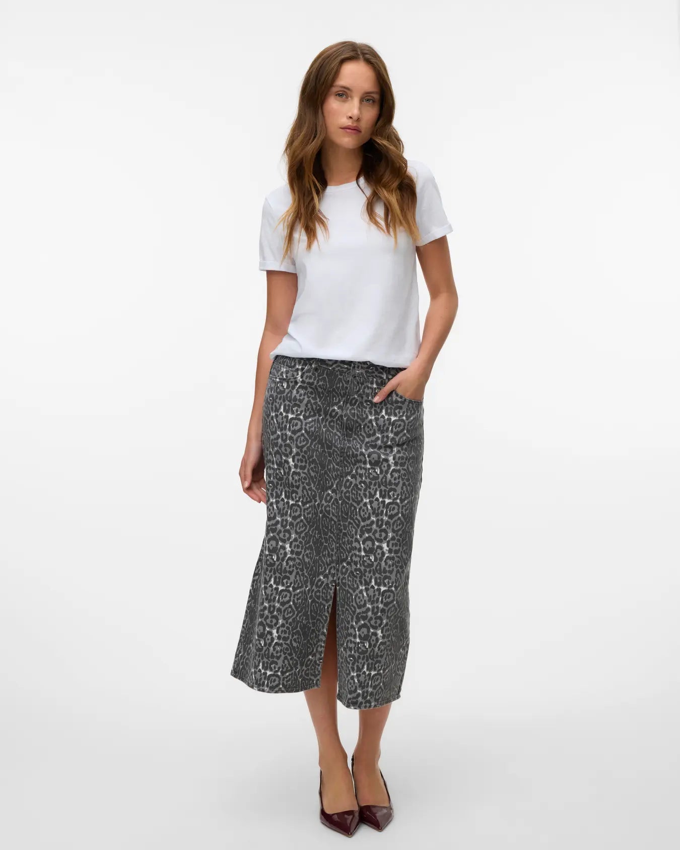 VM VERI HW LEOPARD CALF SKIRT - BLACK