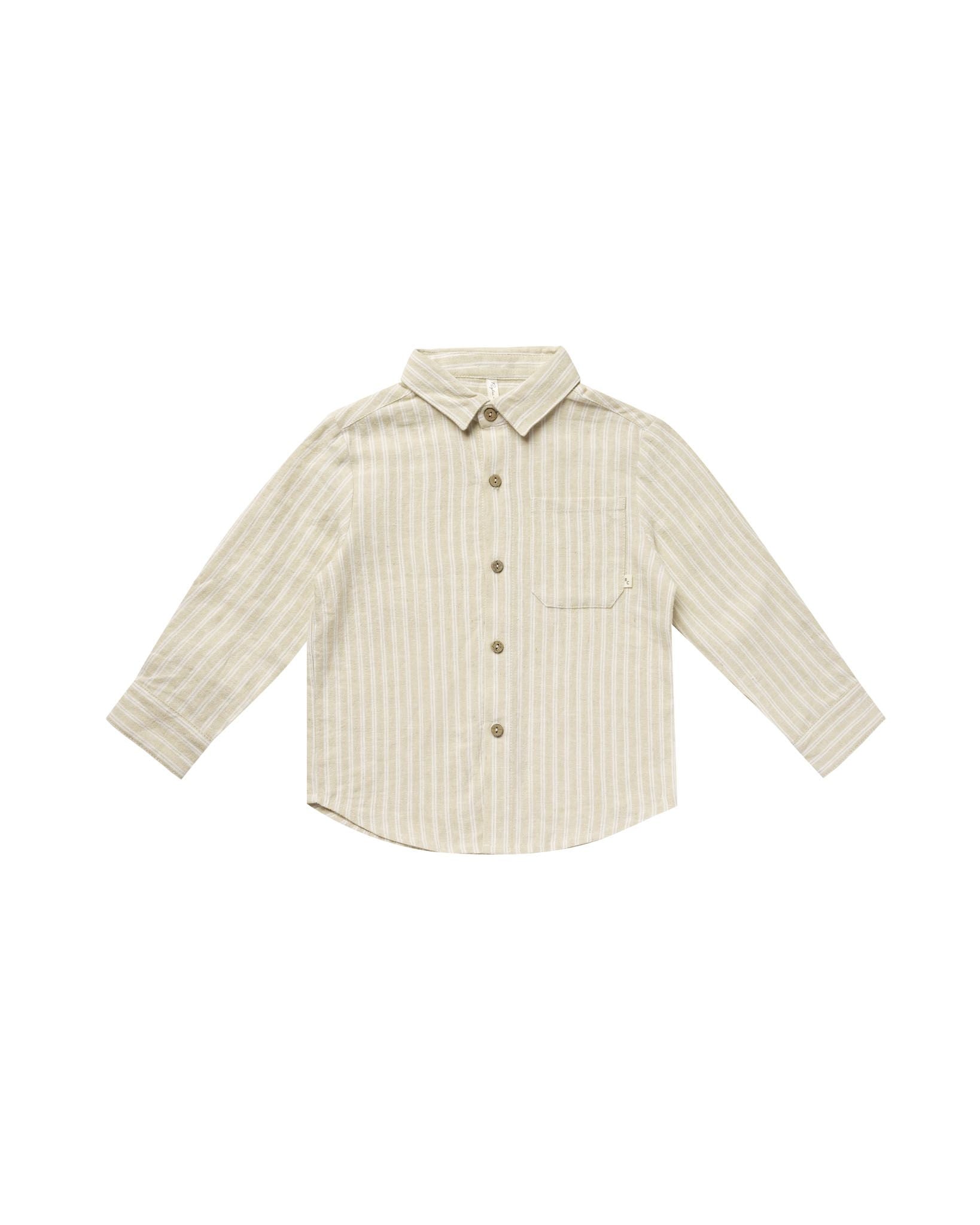 RYLEE + CRU COLLARED SHIRT - CHAMPAGNE STRIPE