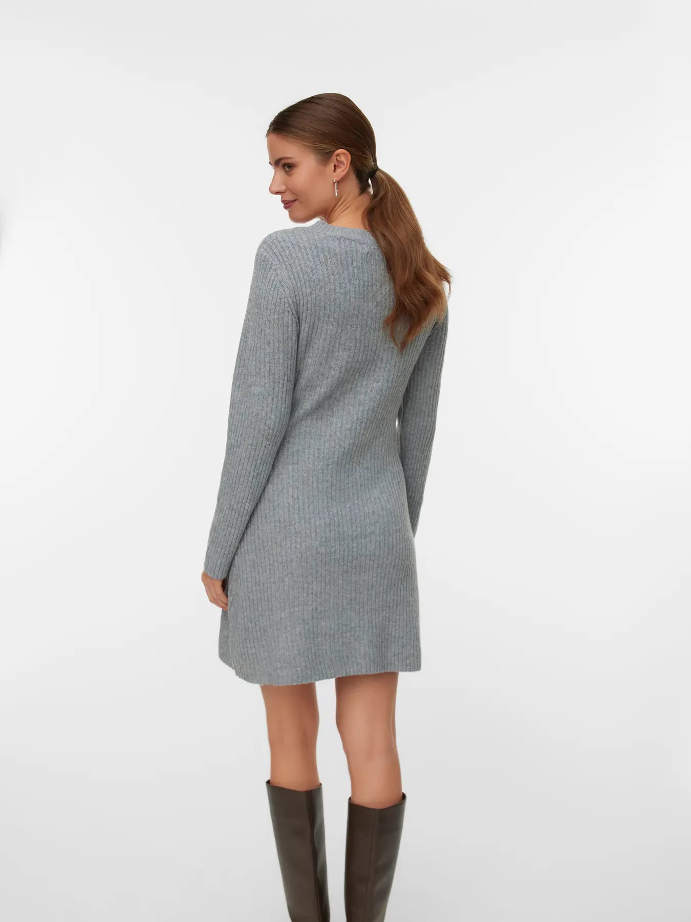 VM JOSANNA LS KNIT DRESS - MEDIUM GREY MELANGE