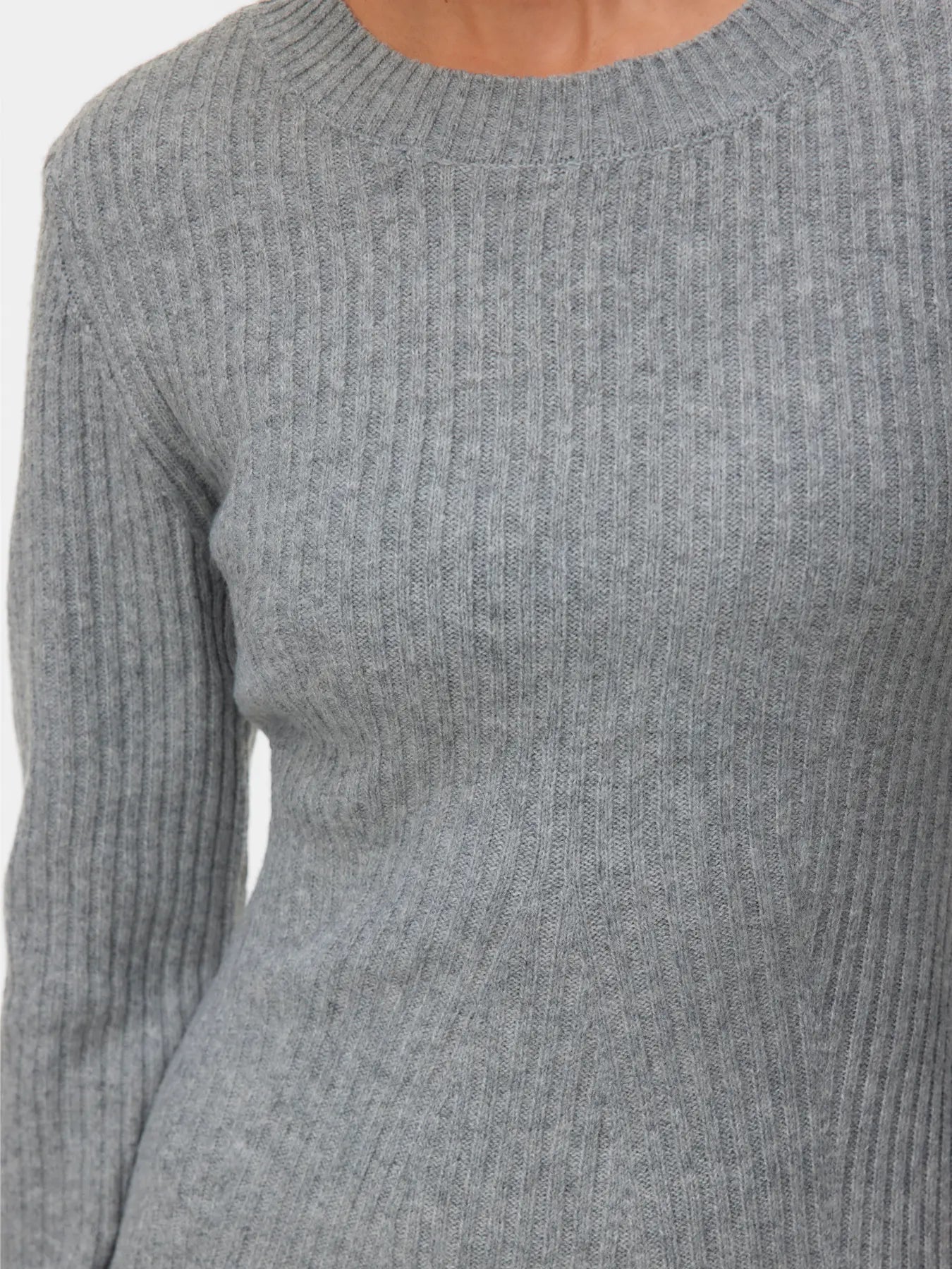VM JOSANNA LS KNIT DRESS - MEDIUM GREY MELANGE