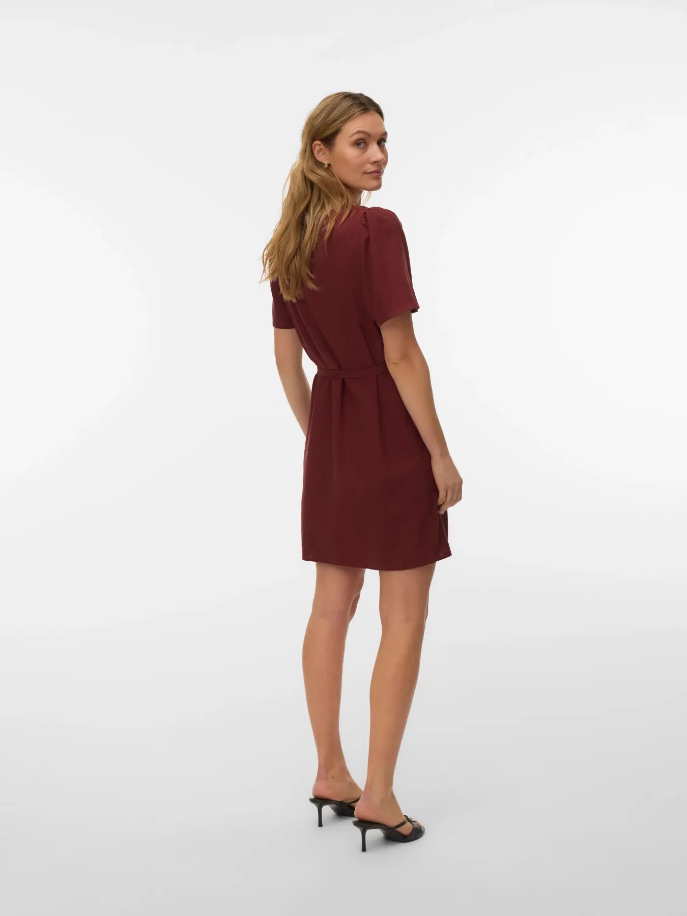 VM MYMYLO LINEN BLEND BUTTON DRESS - ANDORRA
