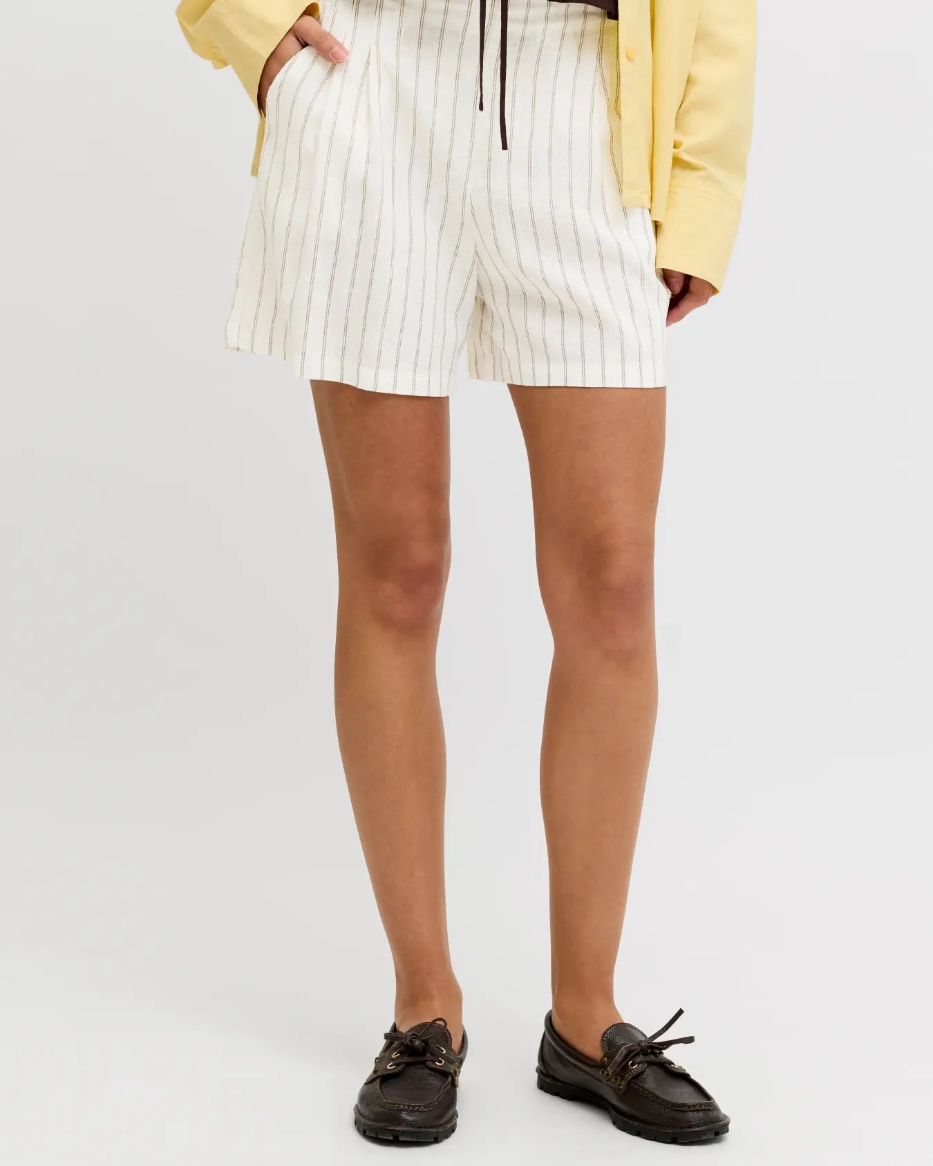 JJXX ALMIRA LINEN SHORTS - BLANC STRIPES