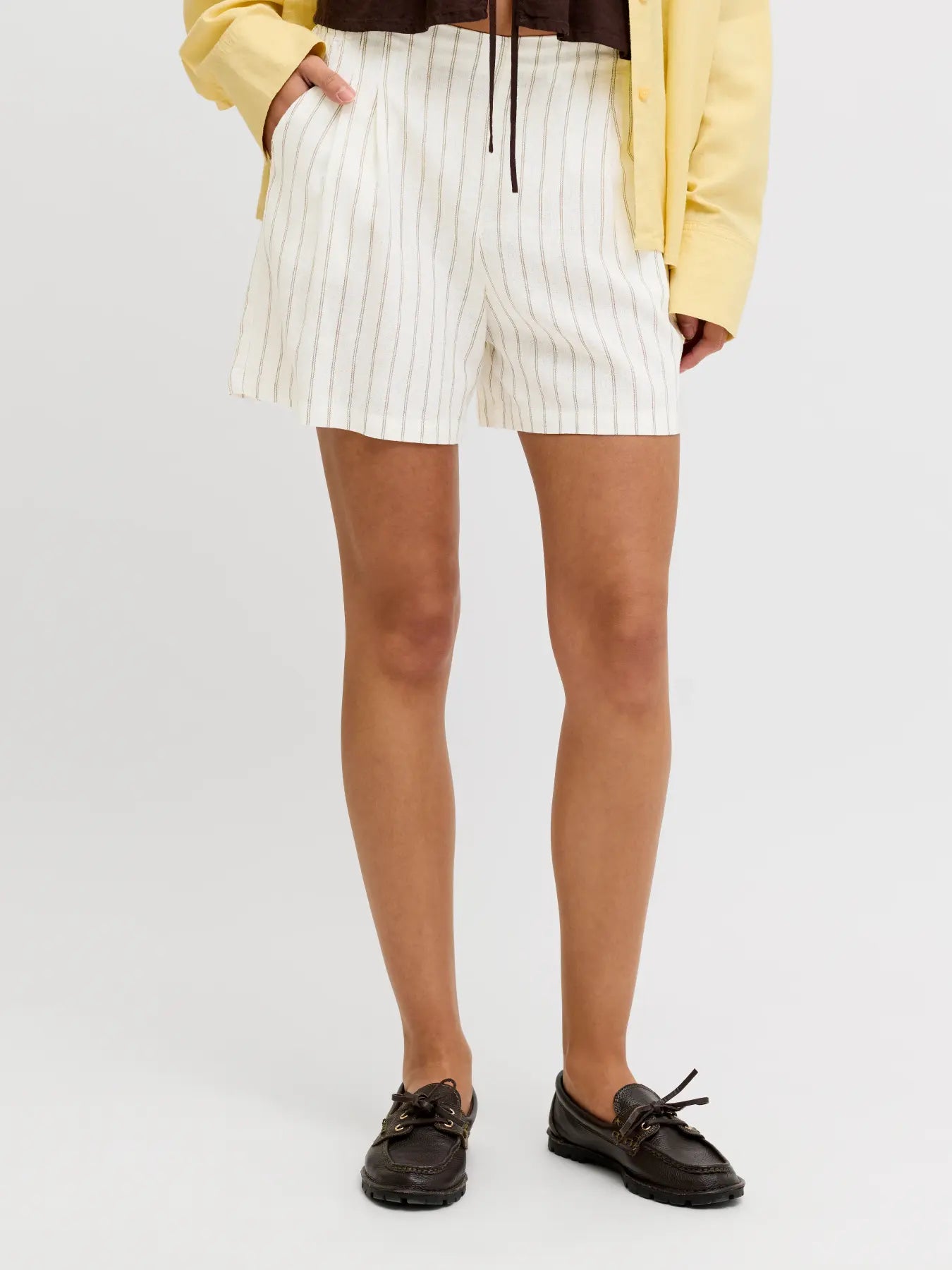 JJXX ALMIRA LINEN SHORTS - BLANC STRIPES