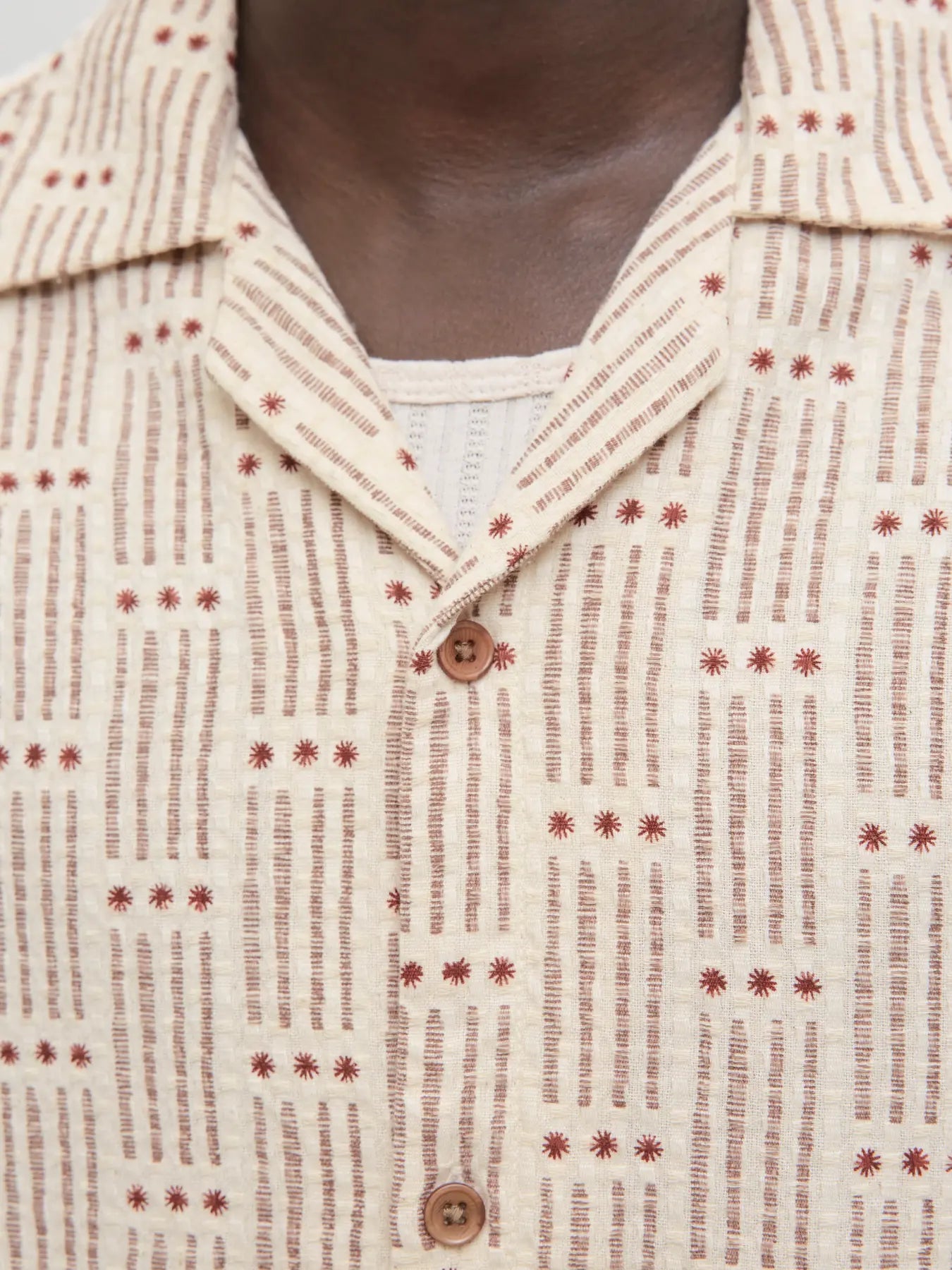 JJ BLUVINCENT PRINT RESORT SHIRT - HENNA