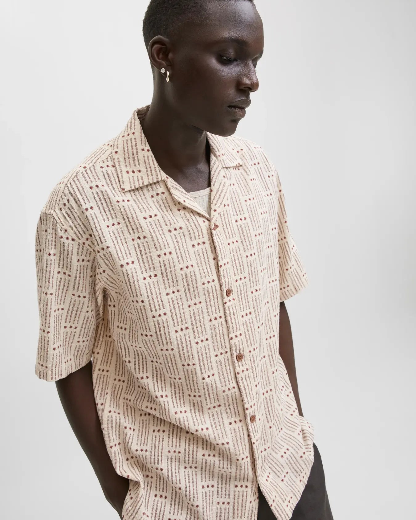 JJ BLUVINCENT PRINT RESORT SHIRT - HENNA