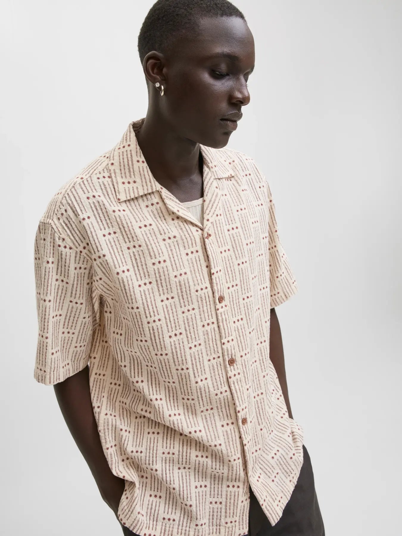 JJ BLUVINCENT PRINT RESORT SHIRT - HENNA