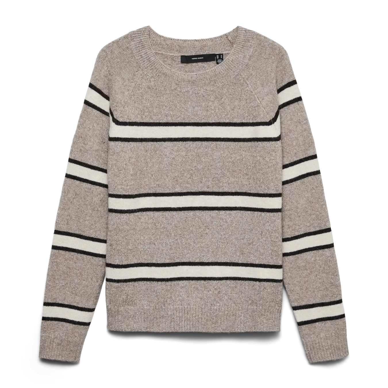 VM DOFFY STRIPED O NECK PULLOVER - MOON ROCK