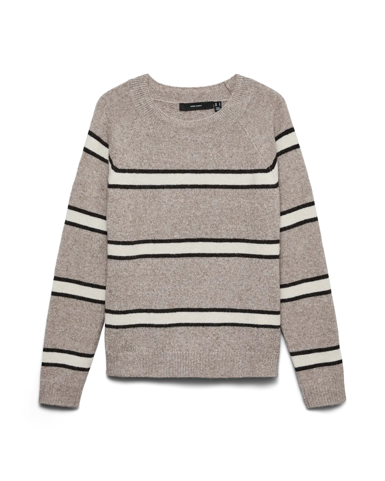 VM DOFFY STRIPED O NECK PULLOVER - MOON ROCK