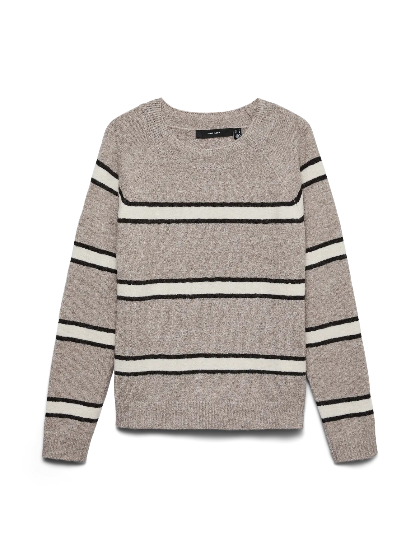 VM DOFFY STRIPED O NECK PULLOVER - MOON ROCK