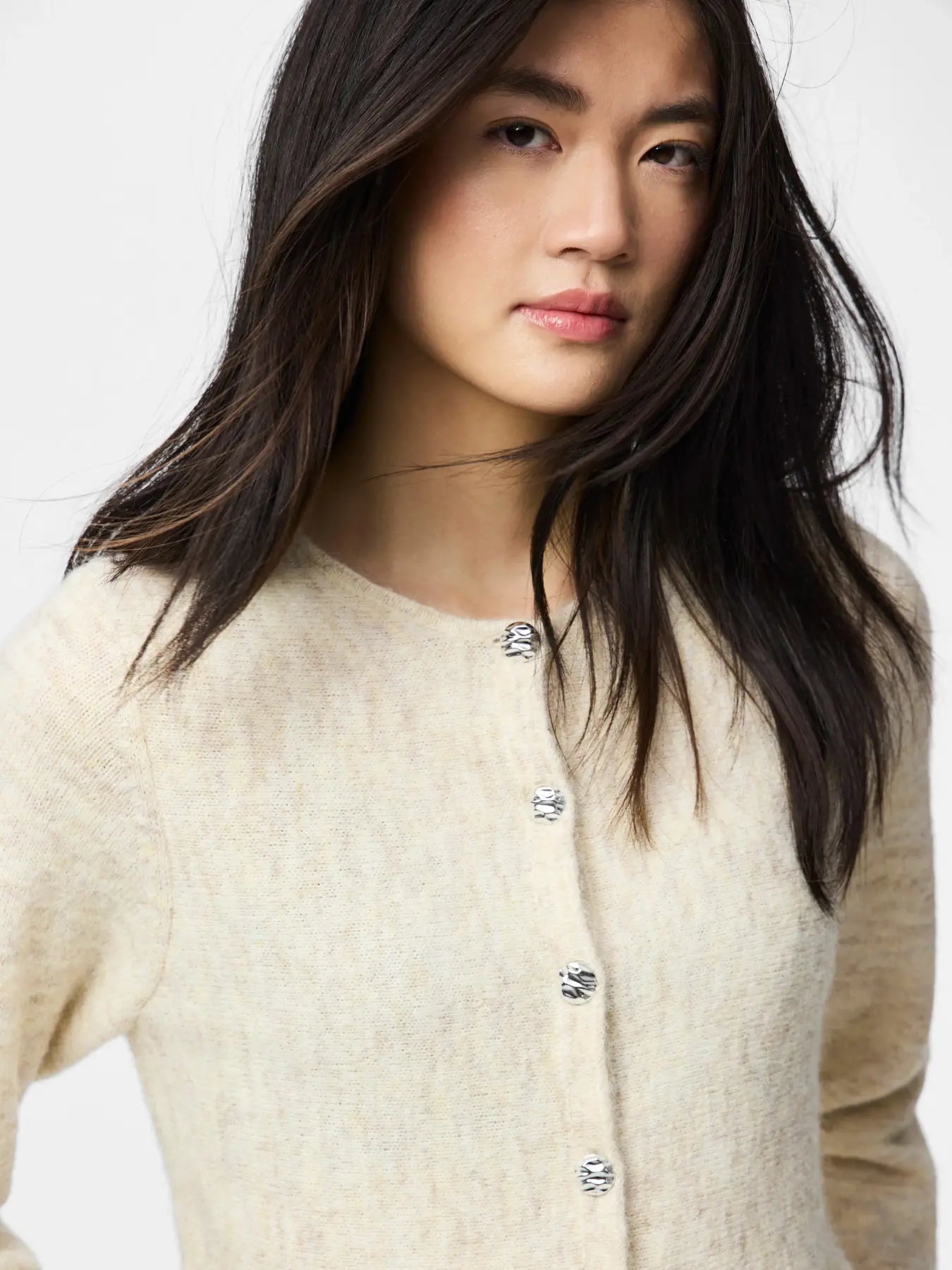 PIECES PINGE O NECK CARDIGAN - BIRCH