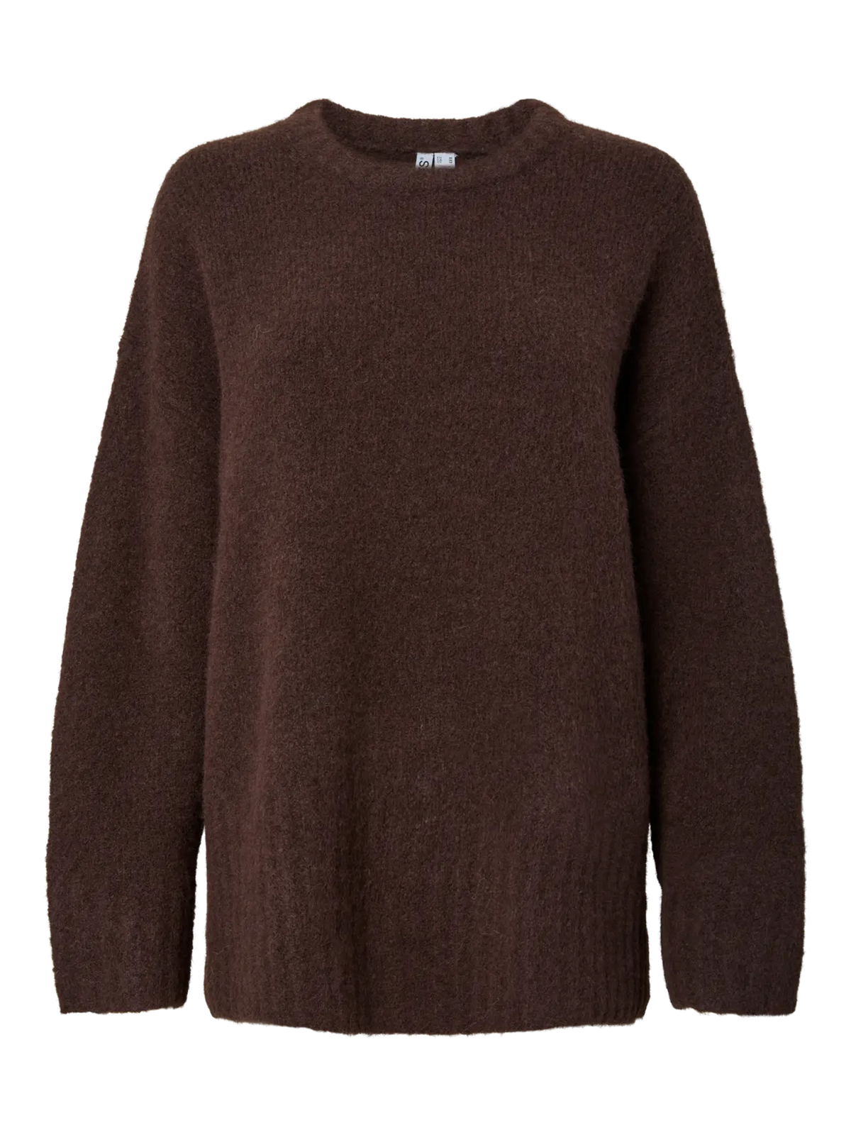 PIECES TINA O NECK SWEATER - FUDGE