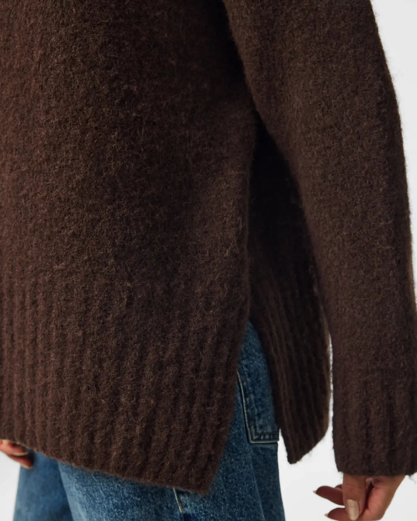 PIECES TINA O NECK SWEATER - FUDGE