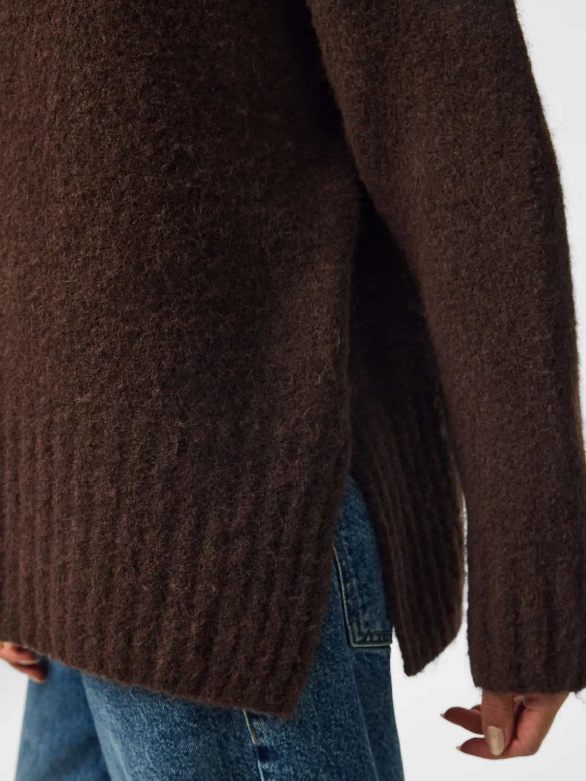 PIECES TINA O NECK SWEATER - FUDGE