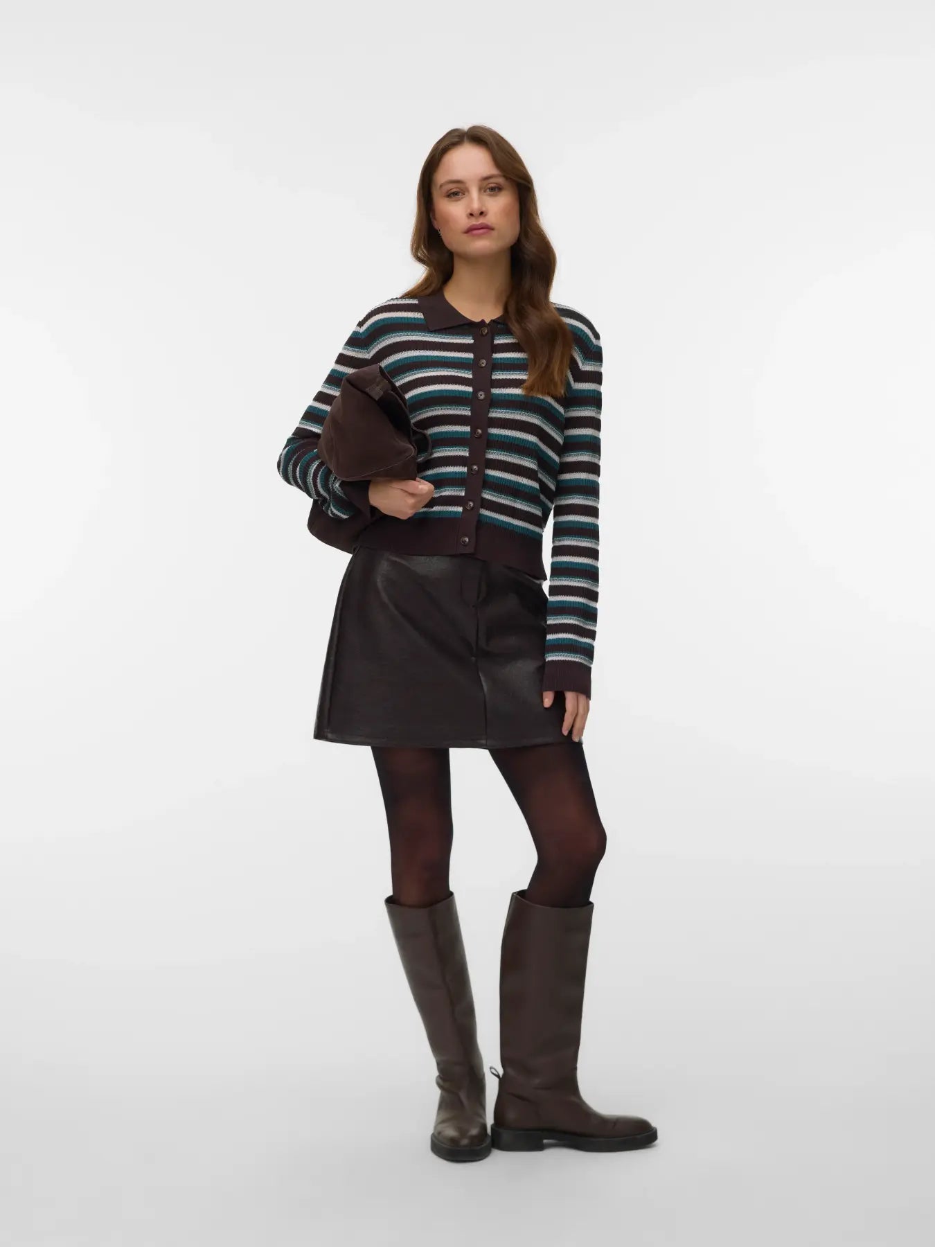 VM BRIDGET FAUX LEATHER SKIRT - CHOCOLATE TORTE