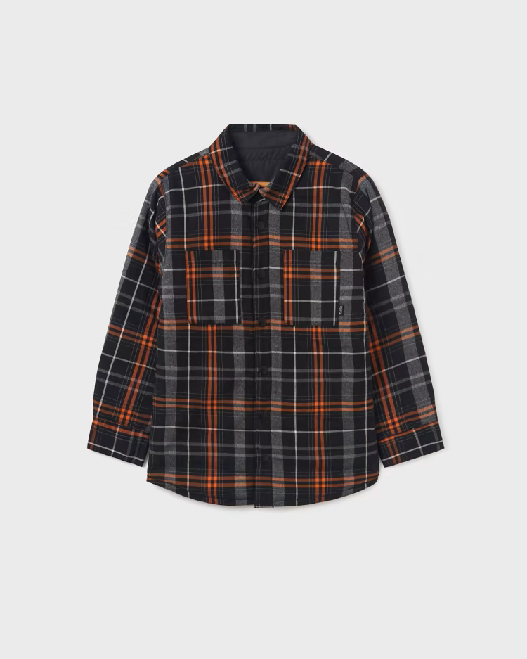 MAYORAL REVERSIBLE PLAID SHACKET - BLACK